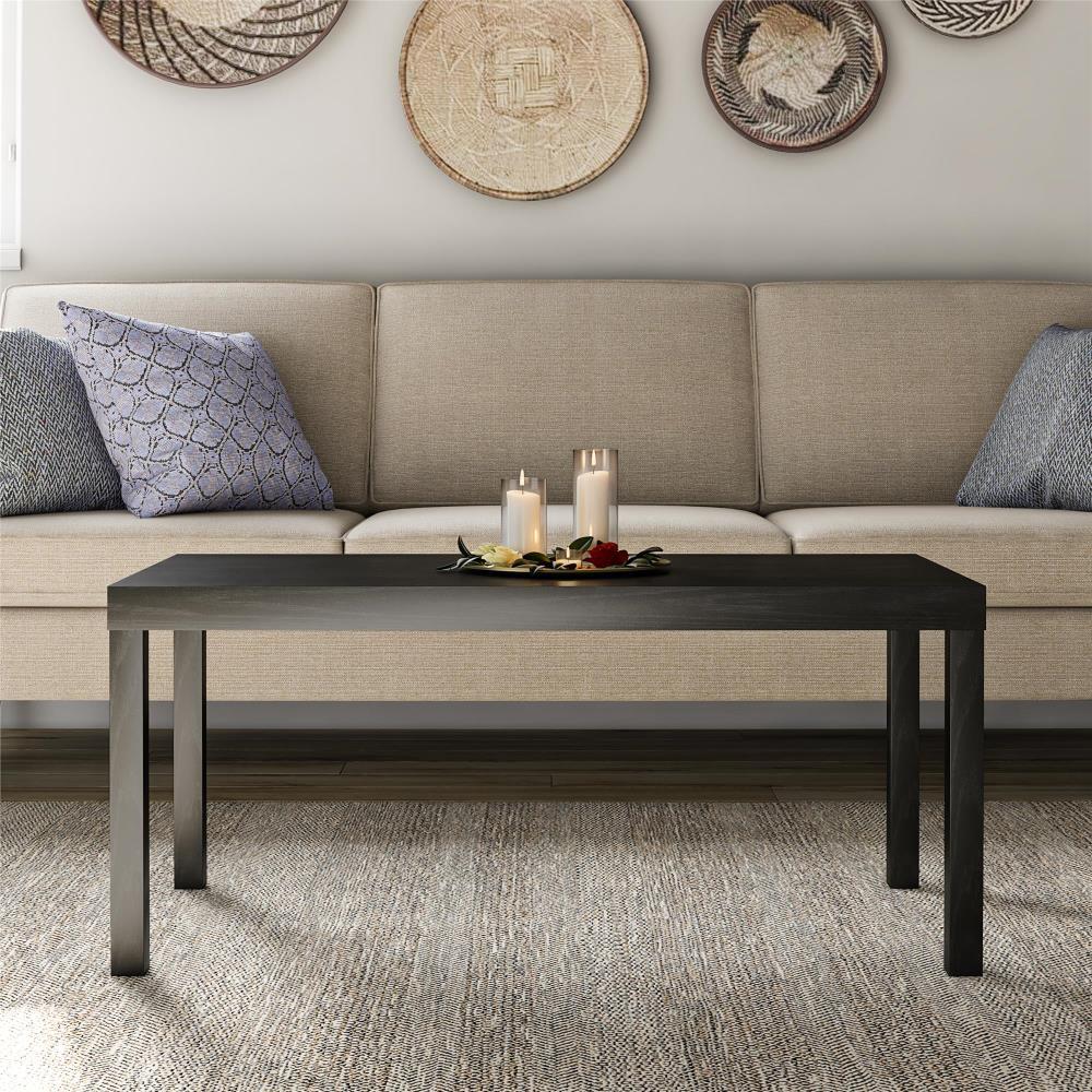 Parsons Black Oak Rectangular Coffee Table with Metal Frame