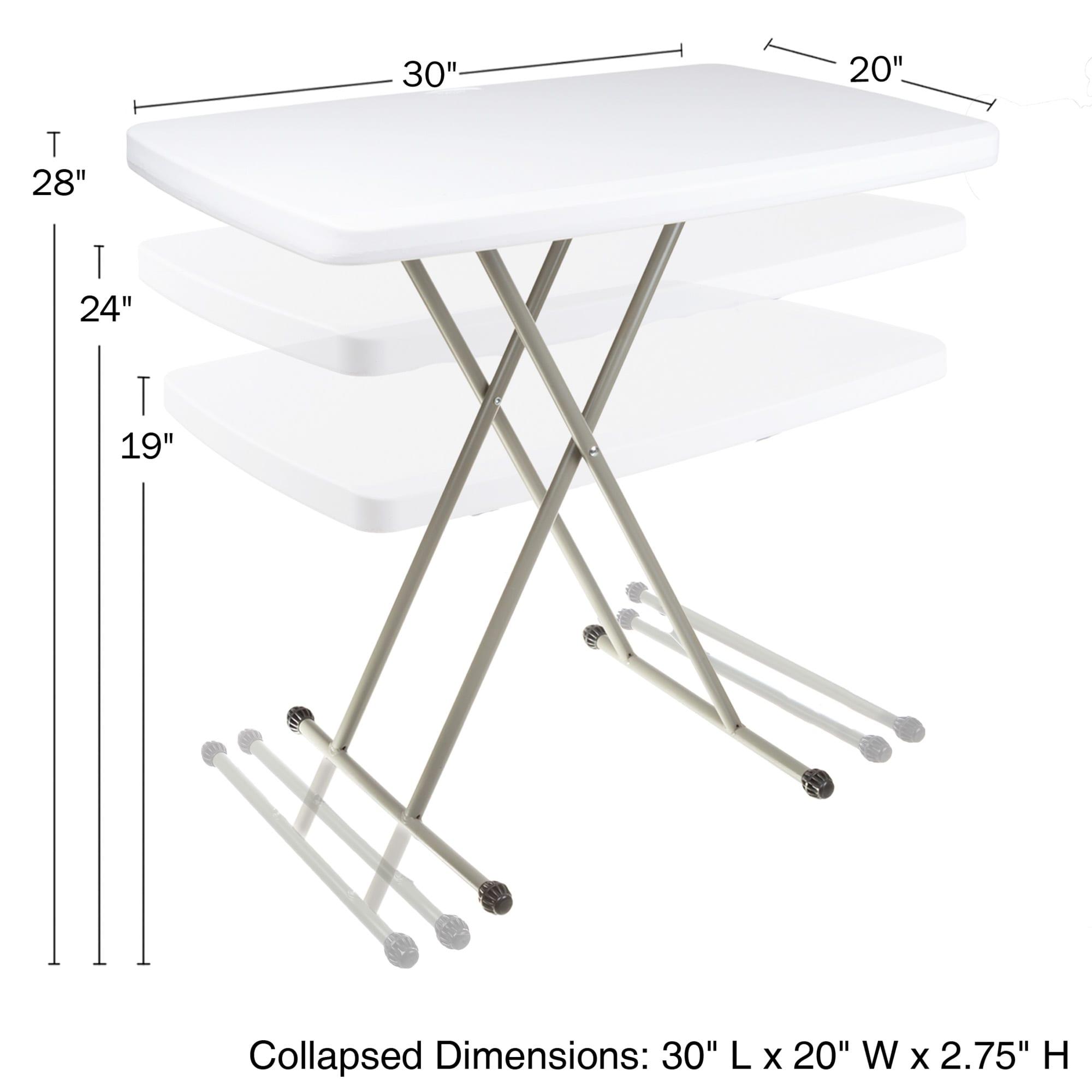 Hastings Home 30" Adjustable Folding Utility Table and TV Tray, White