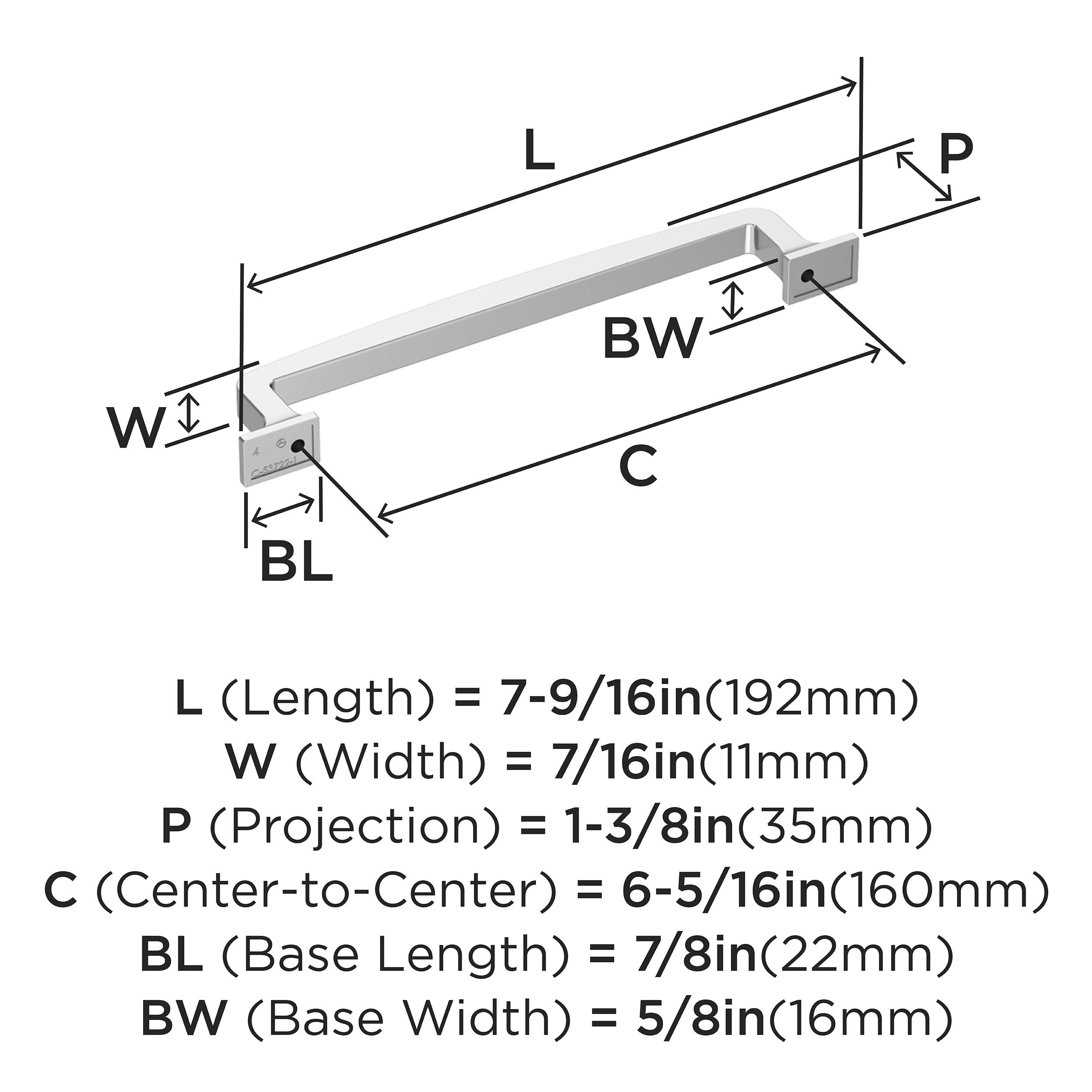 Amerock Westerly 6-5/16 inch (160mm) Center-to-Center Polished Chrome Cabinet Pull