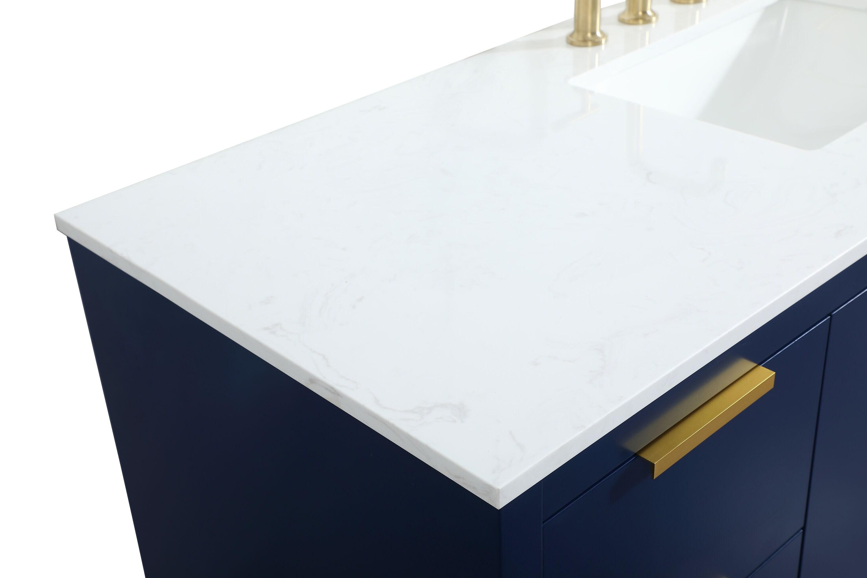 Elegant Decor Blake 60" Aluminum Alloy MDF Single Bathroom Vanity in Blue
