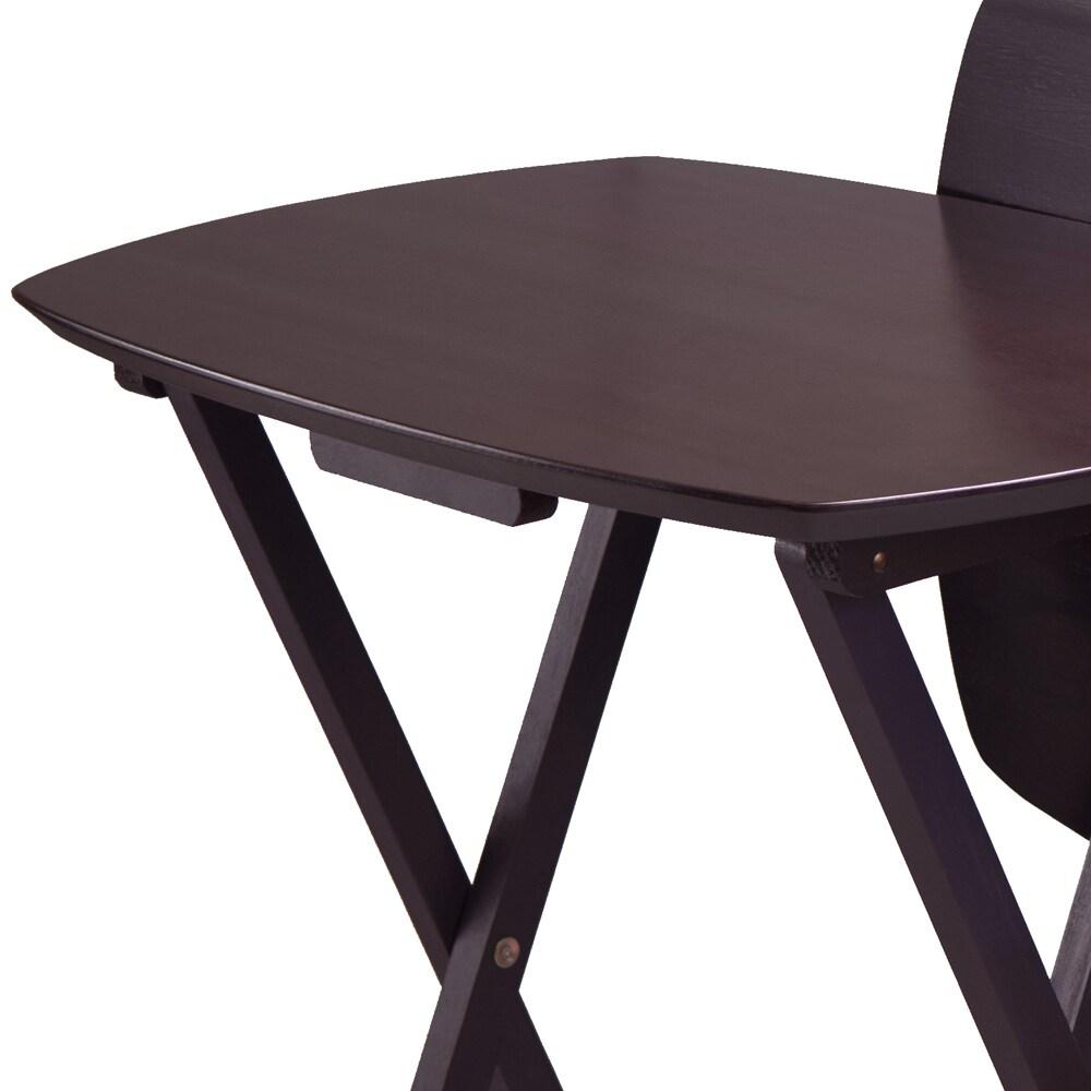 Winsome Set of 4 Single Snack Tables Espresso: Hardwood Folding Tray Table Set, No Assembly Required