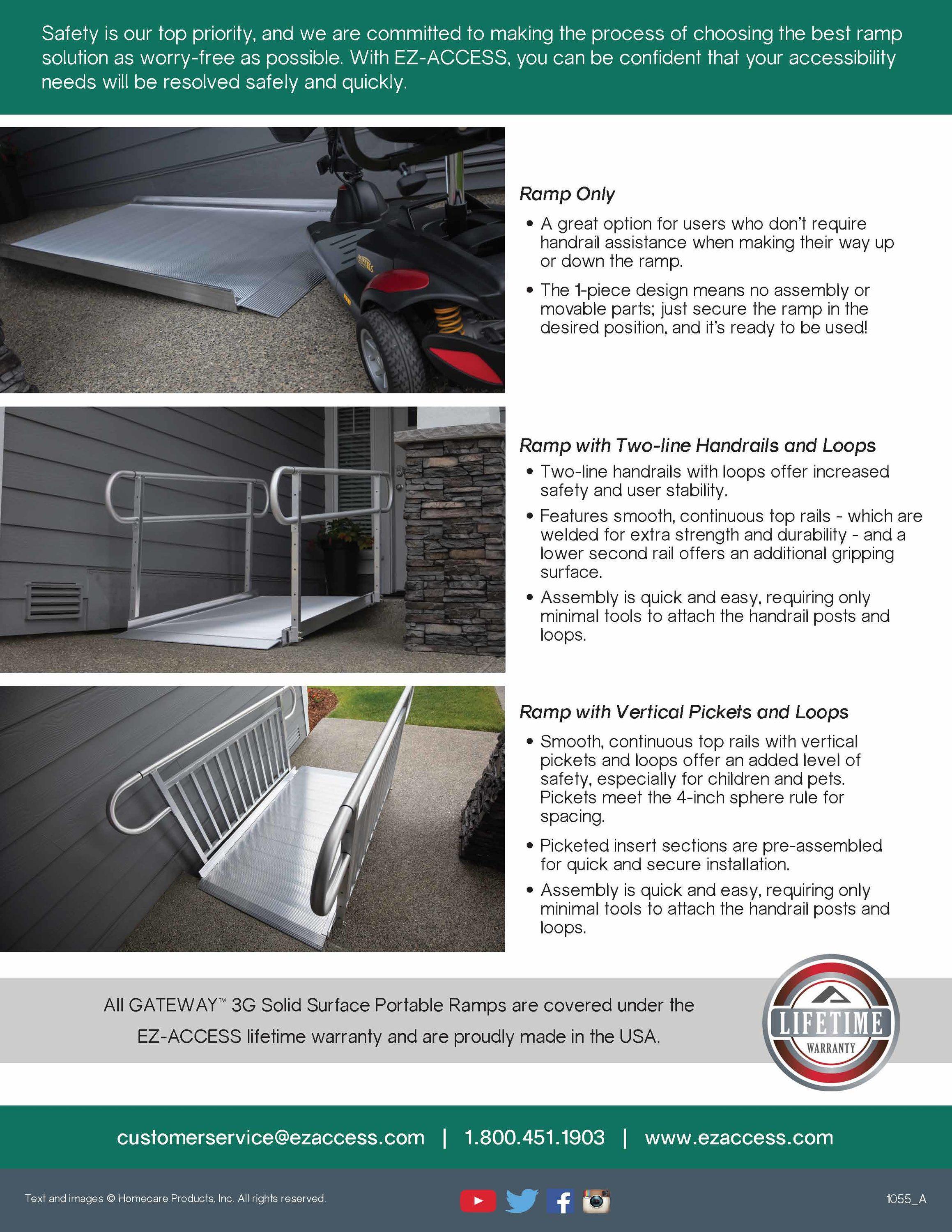 EZ-ACCESS GATEWAY 3G 9 Foot Solid Surface Aluminum Portable Wheelchair Ramp