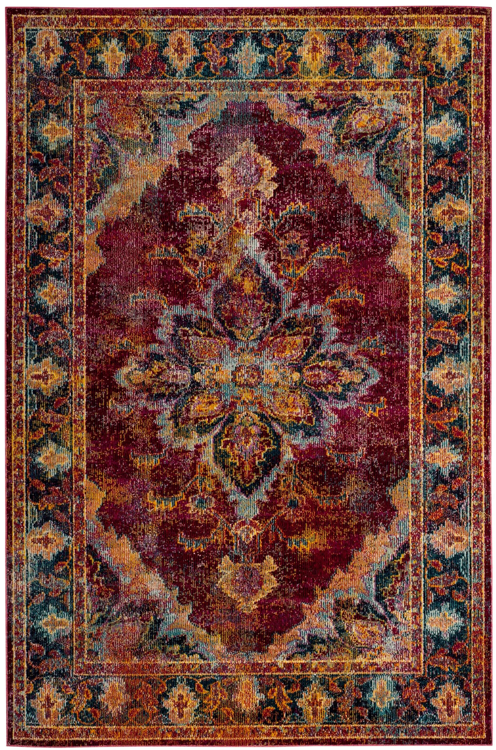 Crystal CRS508 Power Loomed Area Rug - Ruby/Navy - 6'7"x9'2" - Safavieh.