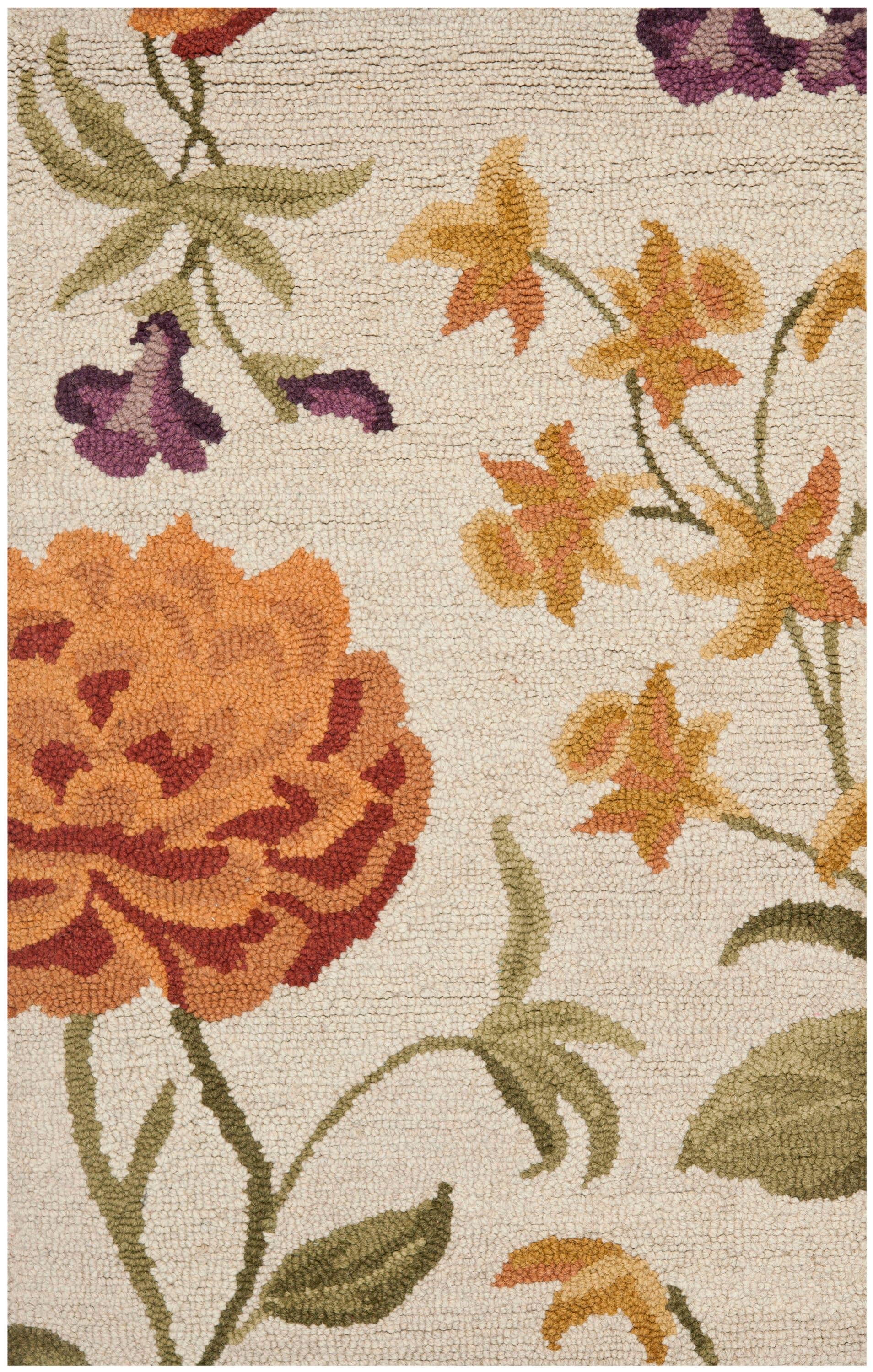 SAFAVIEH Blossom Tracy Floral Wool Area Rug, Ivory/Multi, 2'6" x 4'