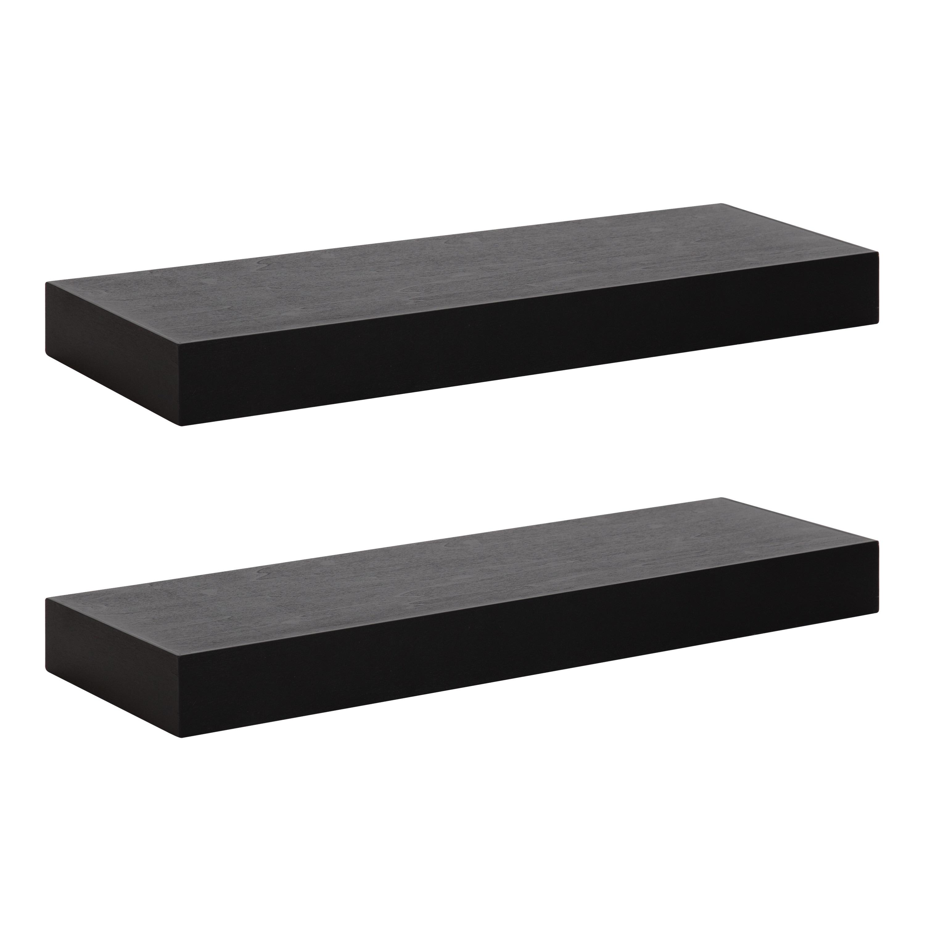 2pc 24" Havlock Wood Shelf Set Black - Kate & Laurel All Things Decor: Solid Wood, Easy Wall Mount