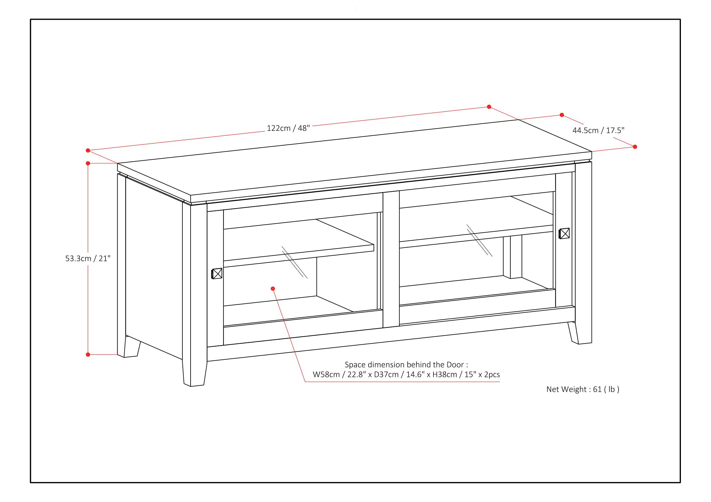 Cosmopolitan Mahogany Brown Solid Wood TV Stand with Cabinet