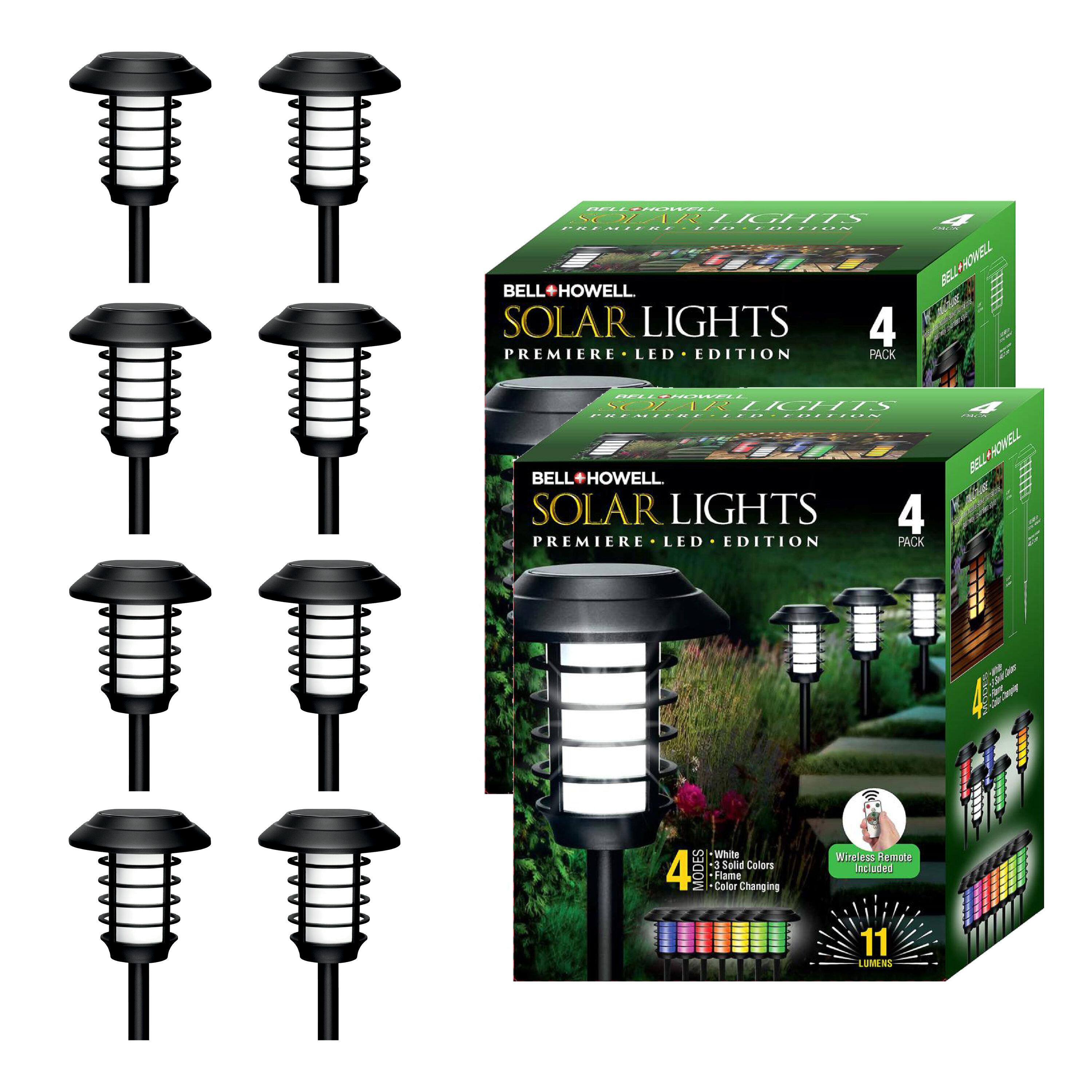 Bell+Howell Color Changing Solar Powered Pathway Lights With Remote Control, Wireless Auto On/off (Set of 8)