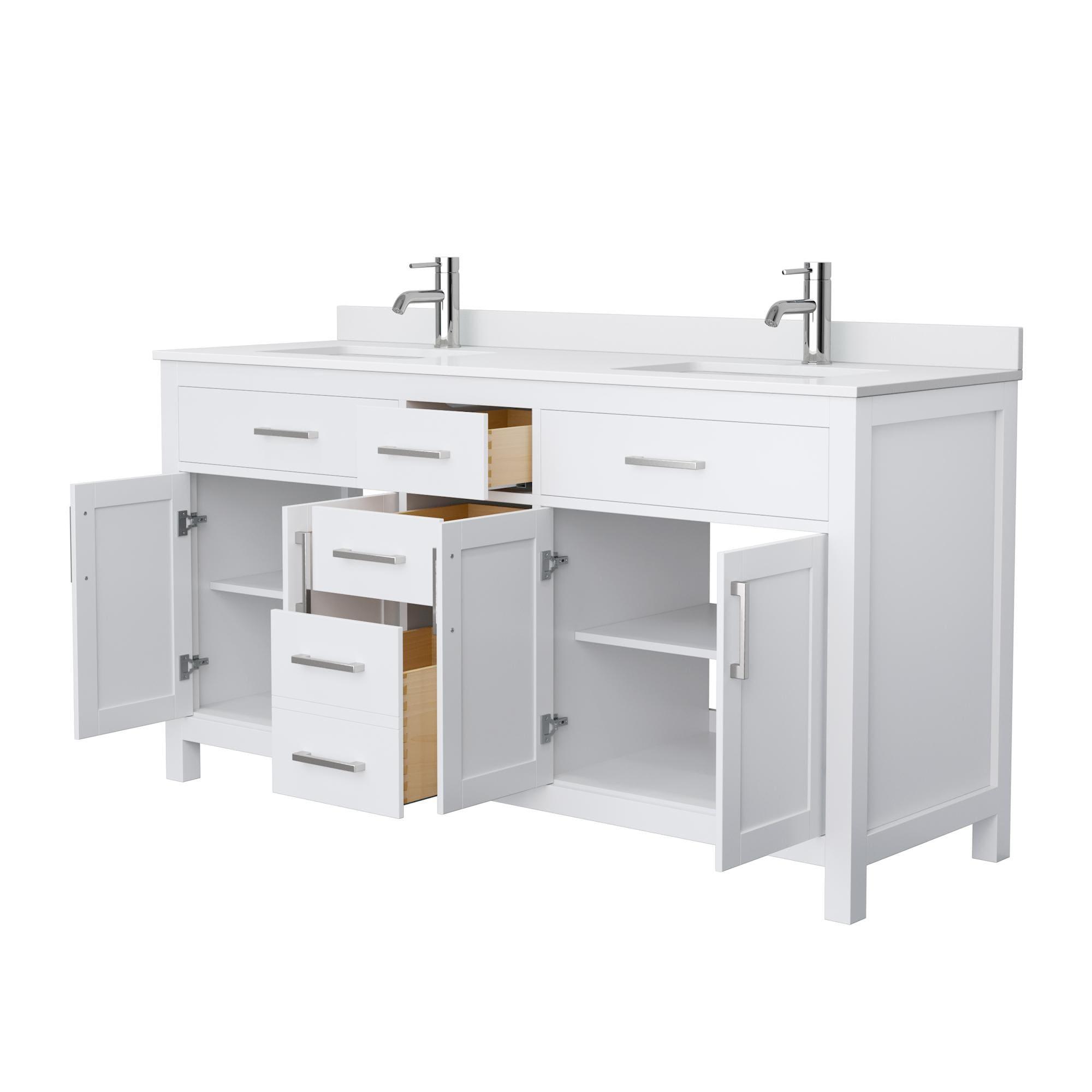 Beckett 66" Freestanding Double Bathroom Vanity with Cultured Marble Top