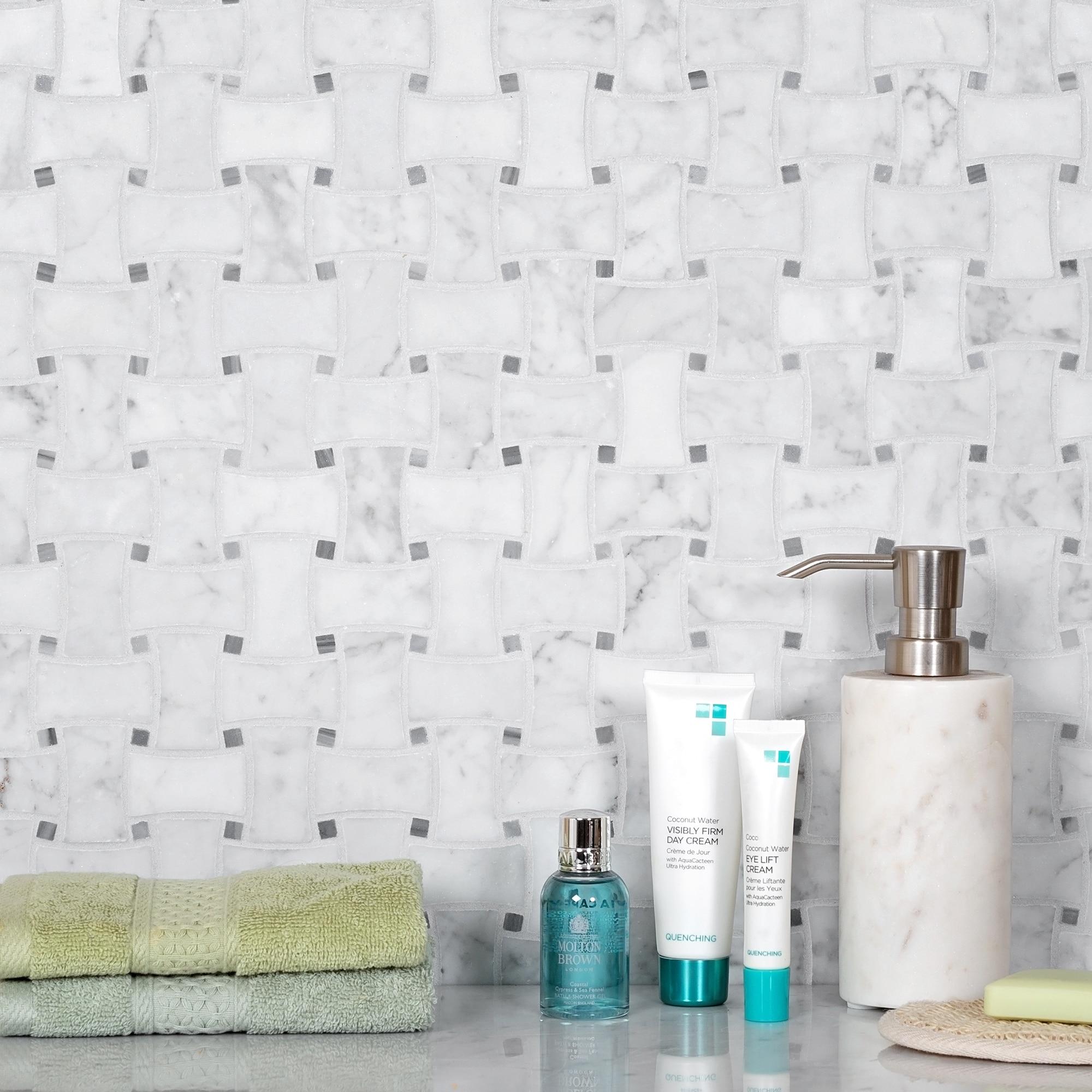 12" x 12" Natural Stone Basketweave Mosaic Wall & Floor Tile