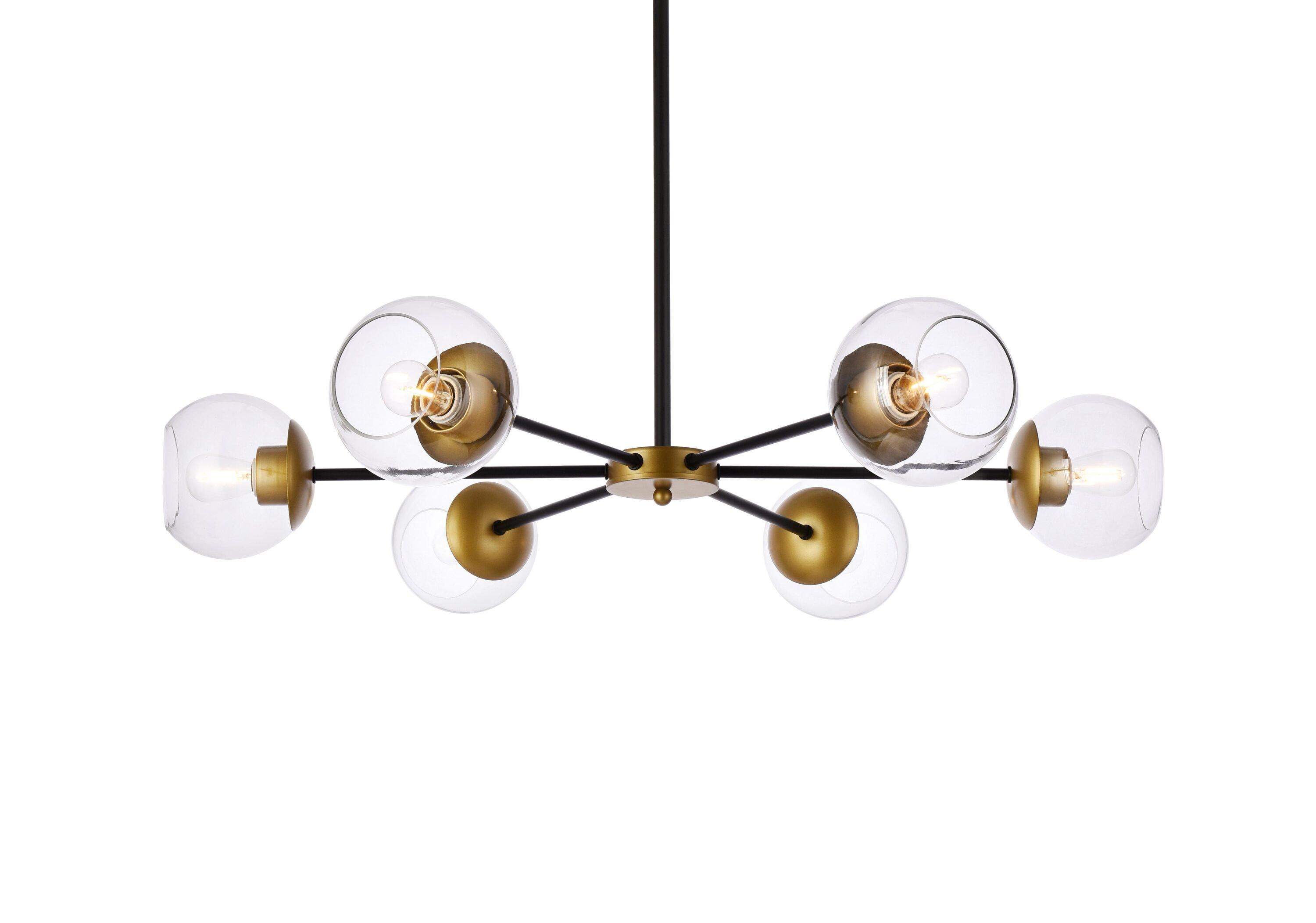 Elegant Lighting Briggs 36 inch pendant in black and brass with clear shade