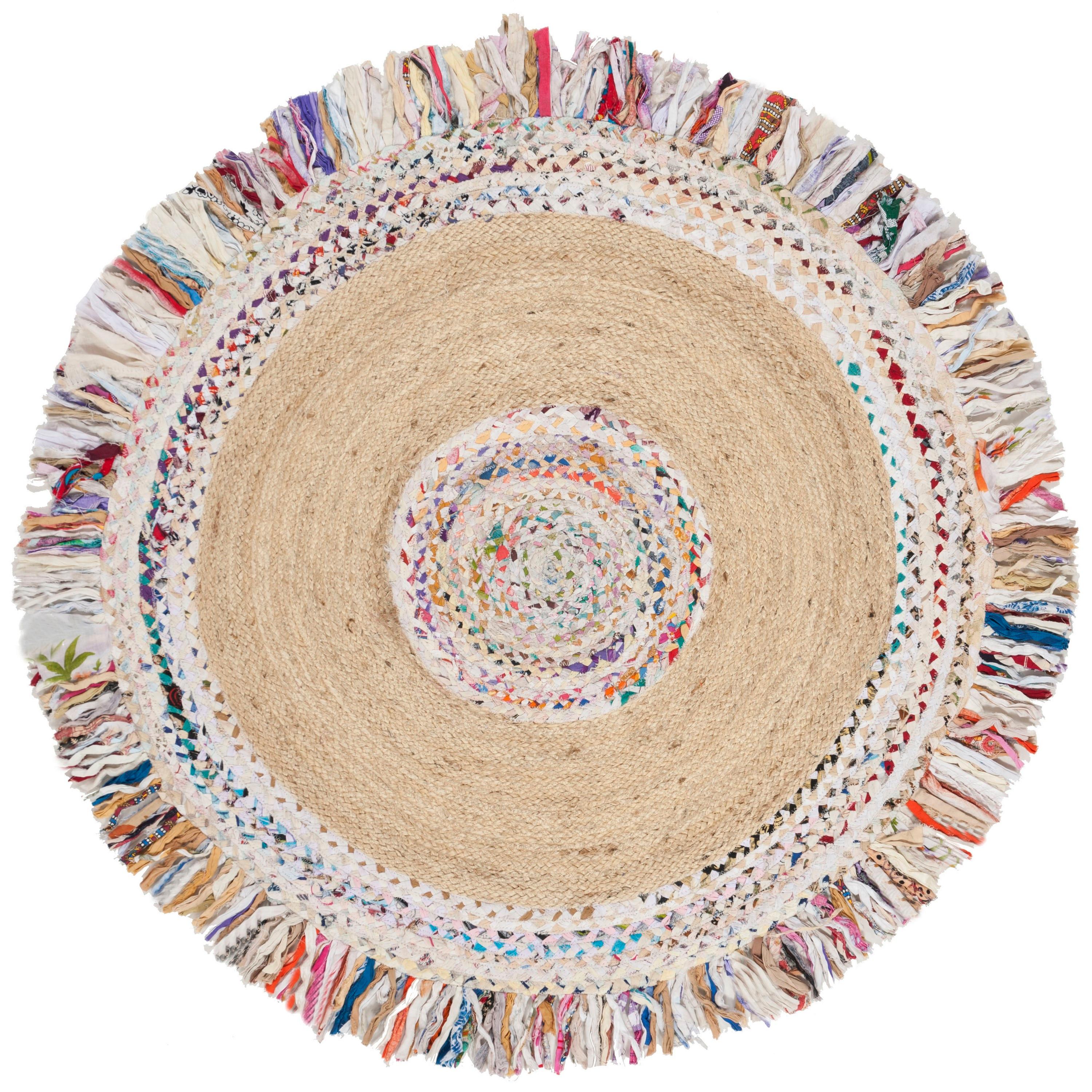 Cape Cod CAP205 Hand Woven Area Rug - Ivory/Light Beige - 4' Round - Safavieh.