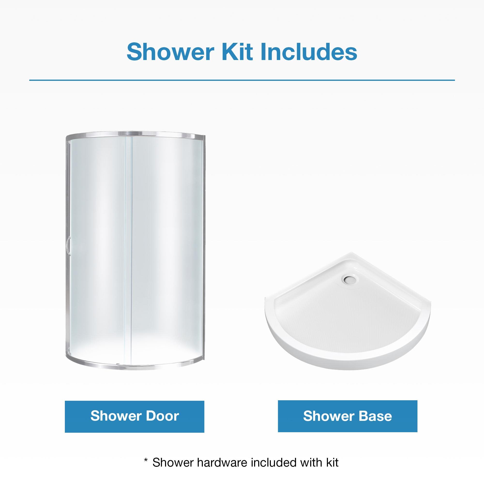 Ove Decors BREEZE 36" FROSTED GLASS KIT OVE Decors Breeze 40 in. Framed Round Shower Kit w/ Frosted Glass, Base in Chrome Finish