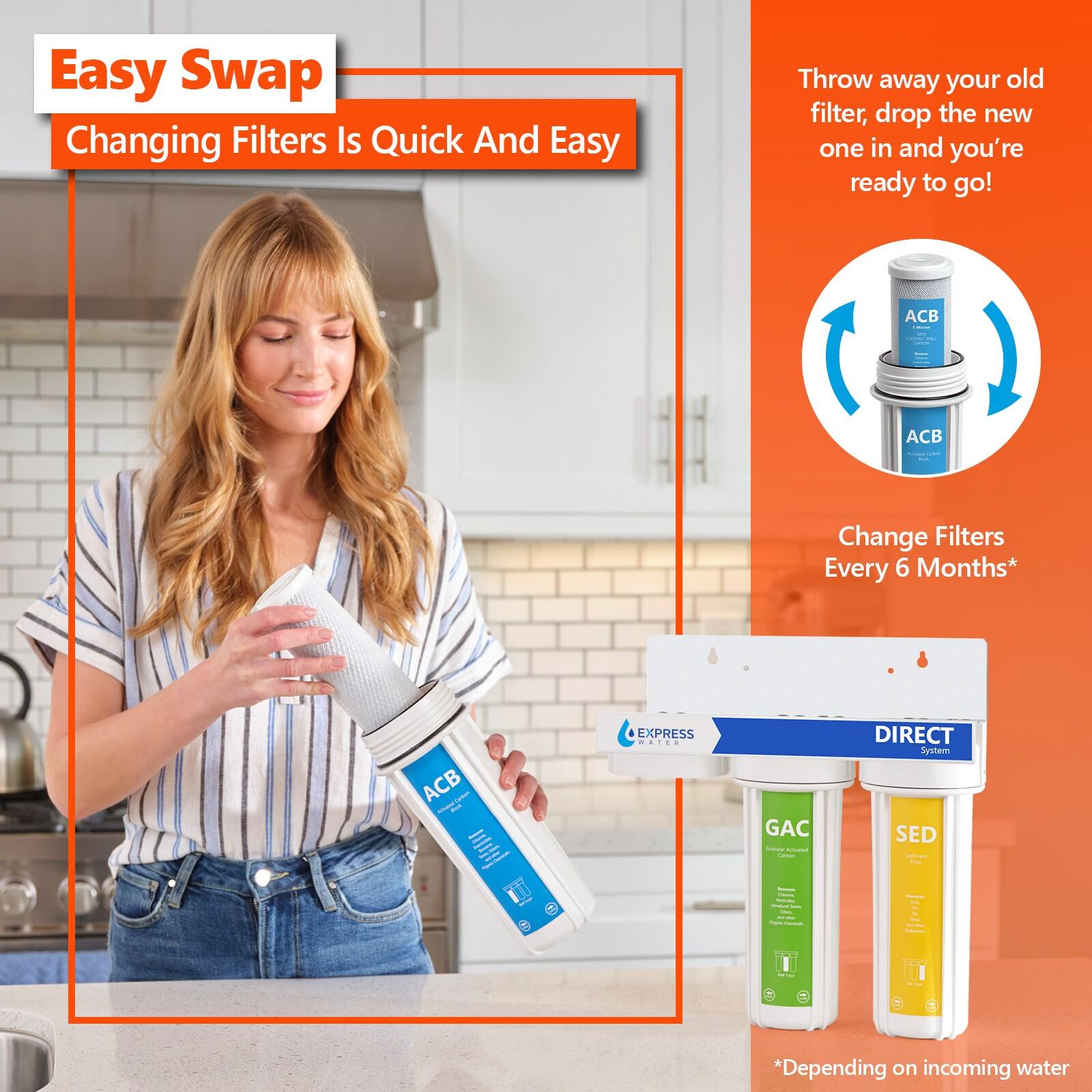 Express Water – 6 Month Reverse Osmosis and Under Sink System Replacement Filter Set – 3 Filters with Carbon (GAC, ACB) and Sediment (SED) – 10 inch Size Water Filters