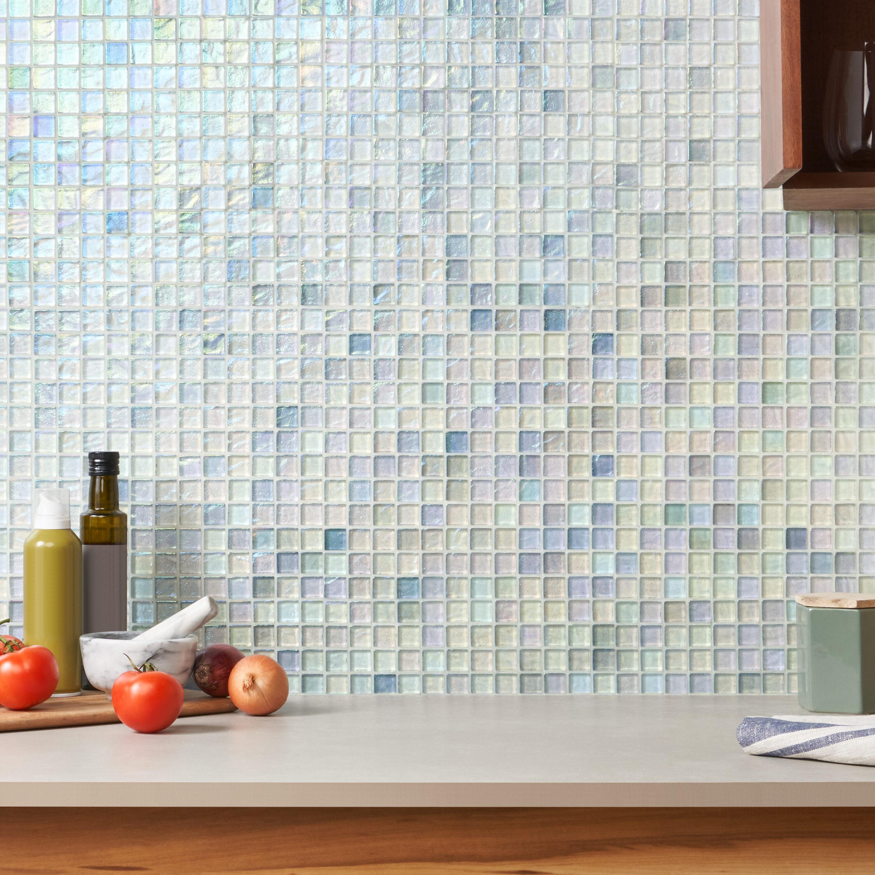 Speckle 11.73" x 11.73" Iridescent 1" Squares Glass Mosaic Wall Tile (0.95 Sq. Ft. / Sheet)