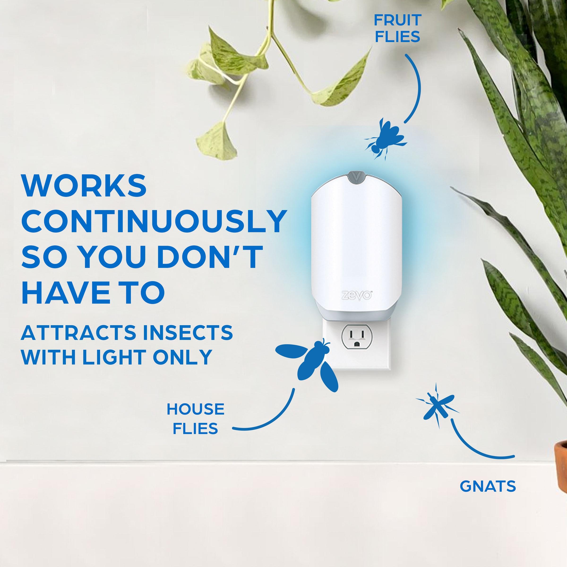 Zevo Flying Insect Trap, Fly Trap Captures Houseflies, Fruit Flies, and Gnats 1 Plug-in Base + 1 Cartridge