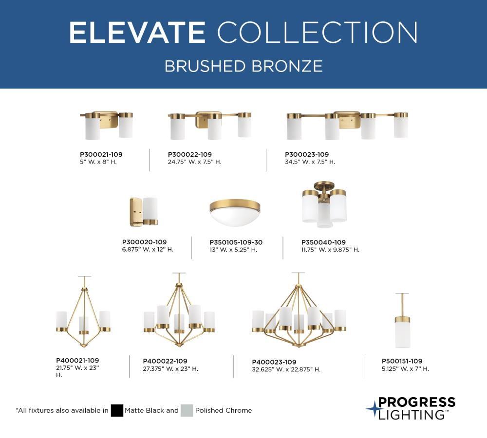 Progress Lighting Elevate 1-Light Mini Pendant, Polished Chrome, Etched White Glass Shade