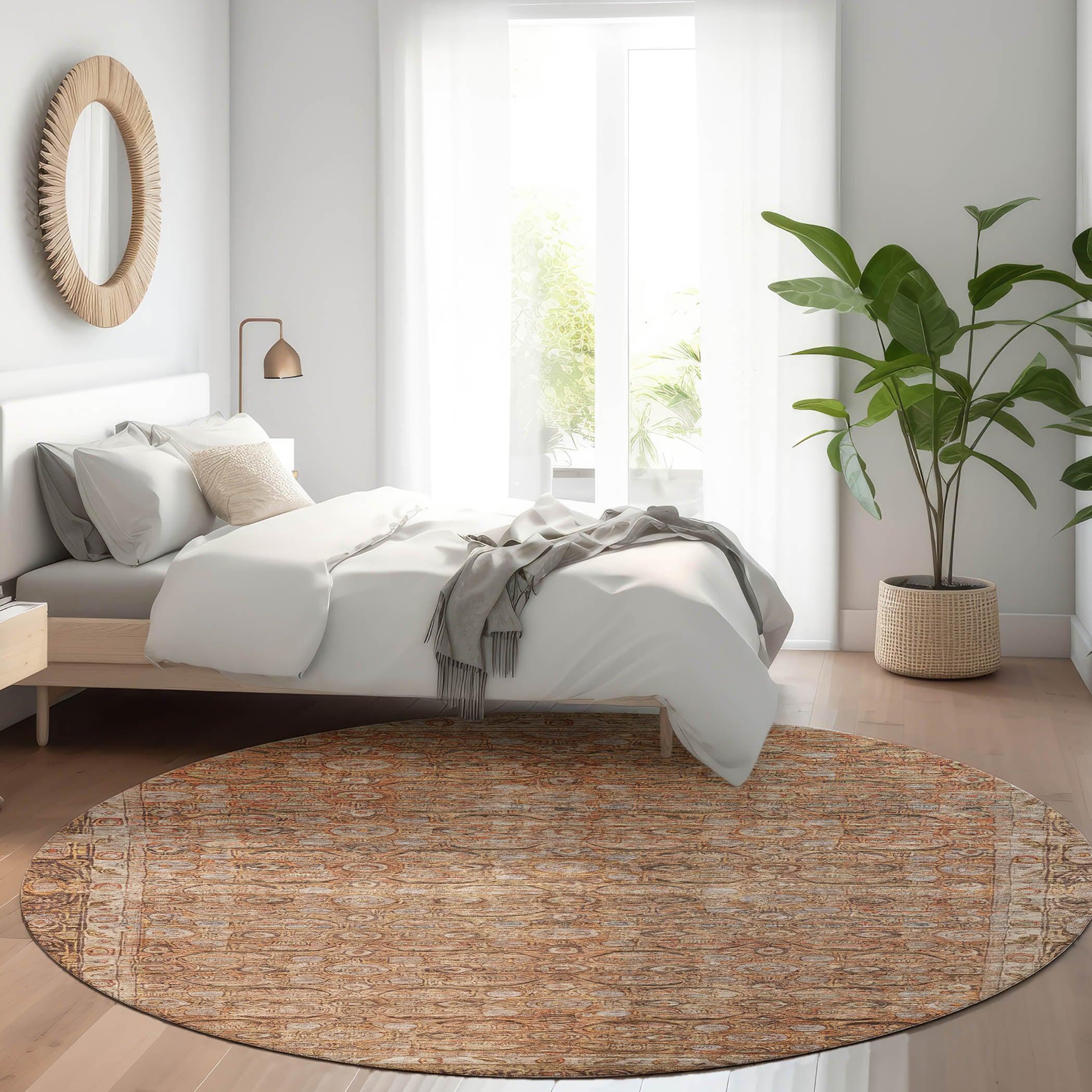 Machine Washable Indoor/Outdoor Chantille Copper Rug