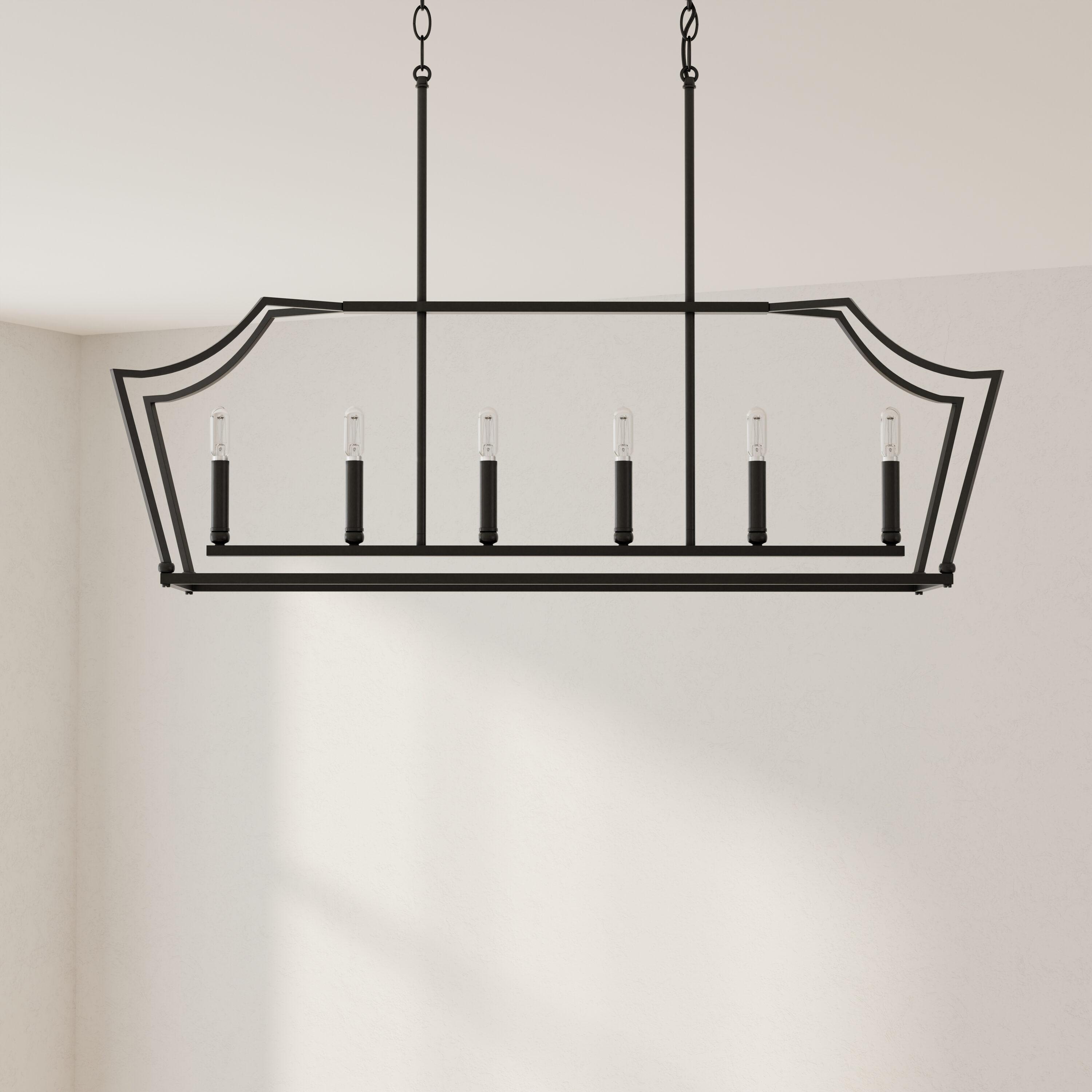 Progress Lighting Parkhurst 6-Light Linear Chandelier, Matte Black, No Shade