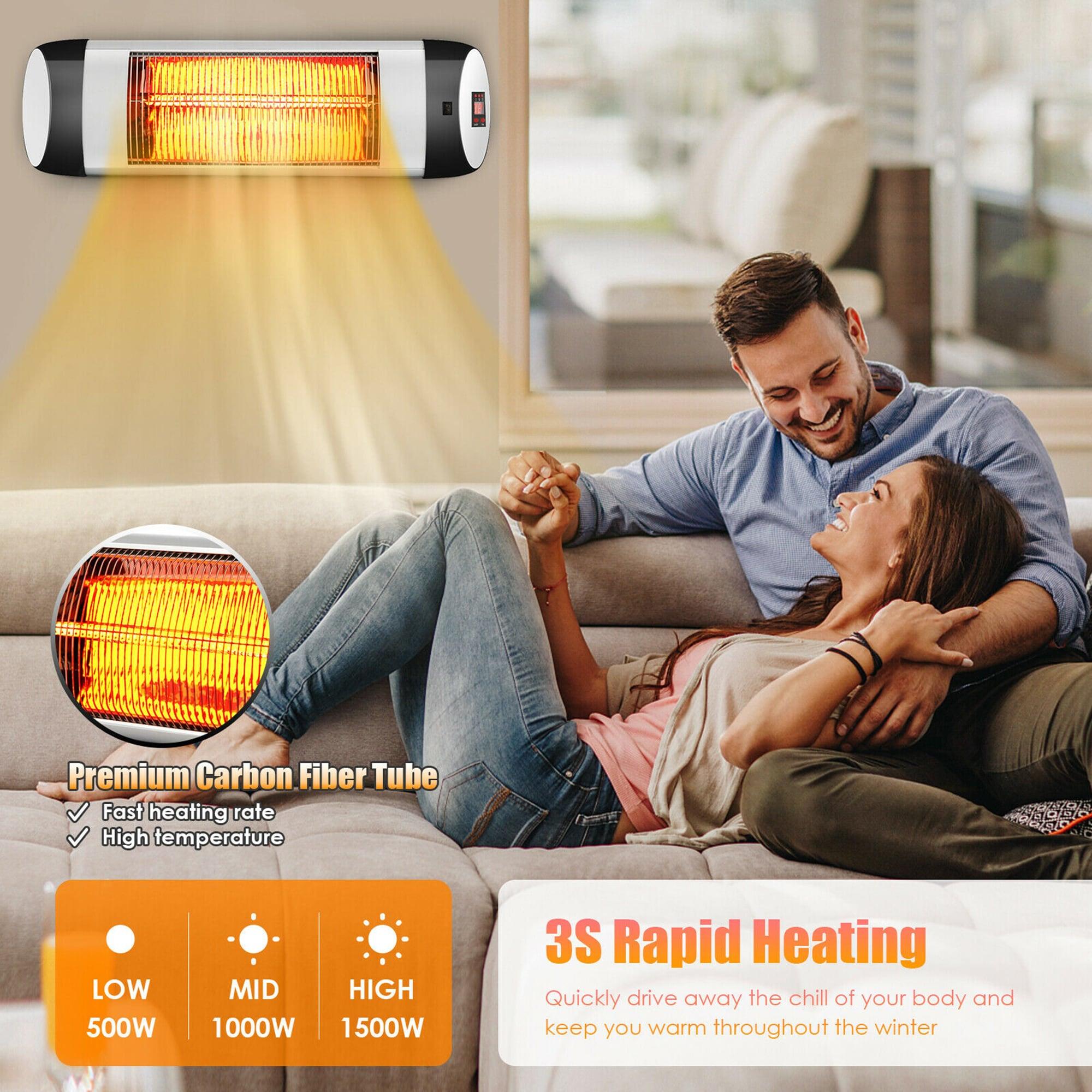 gaomon Wall-Mounted Electric Patio Heater, with 3 Heat Levels(500/1000/1500W)
