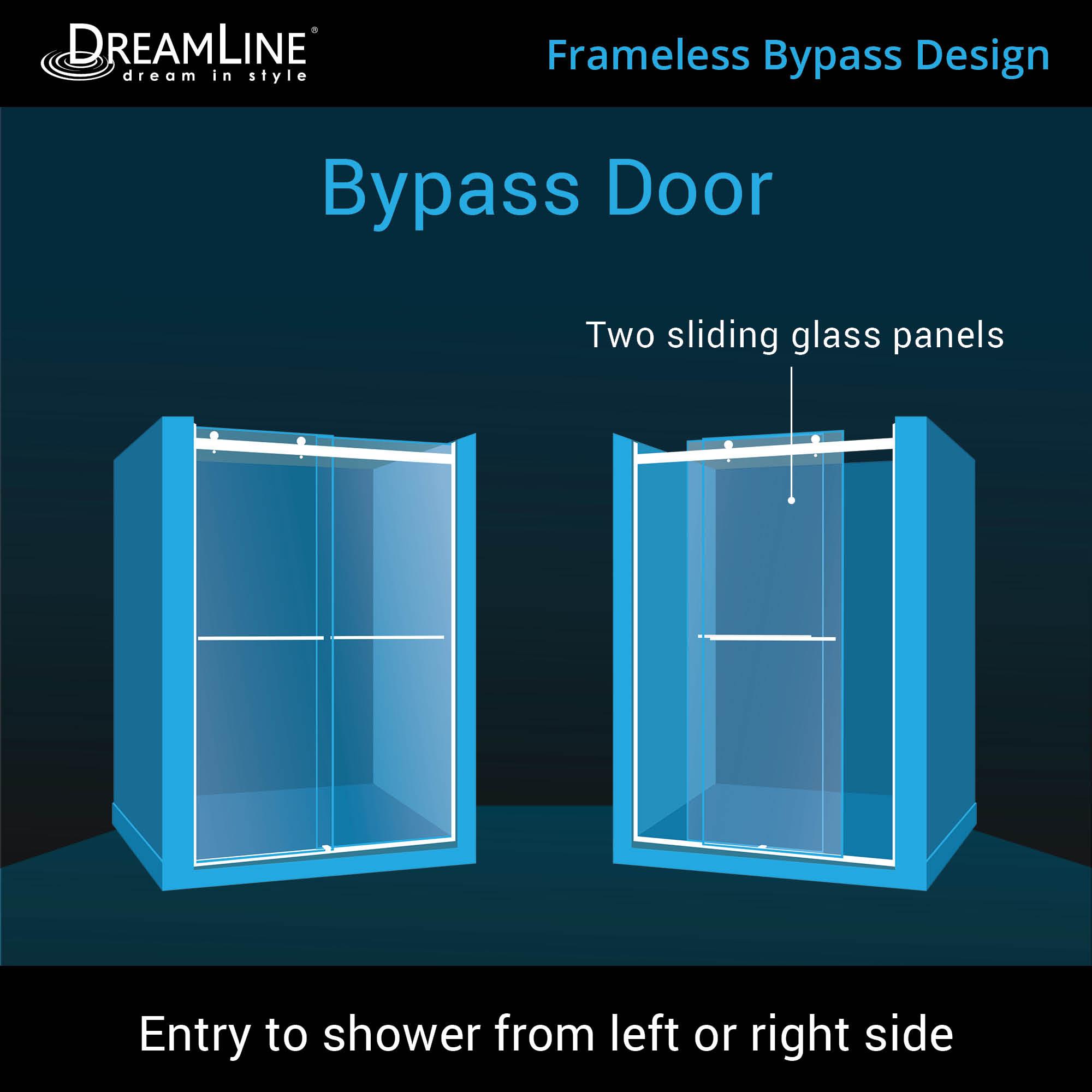 56" - 60" W x 76" H Reversible Frameless Shower Door with ClearMax Technology