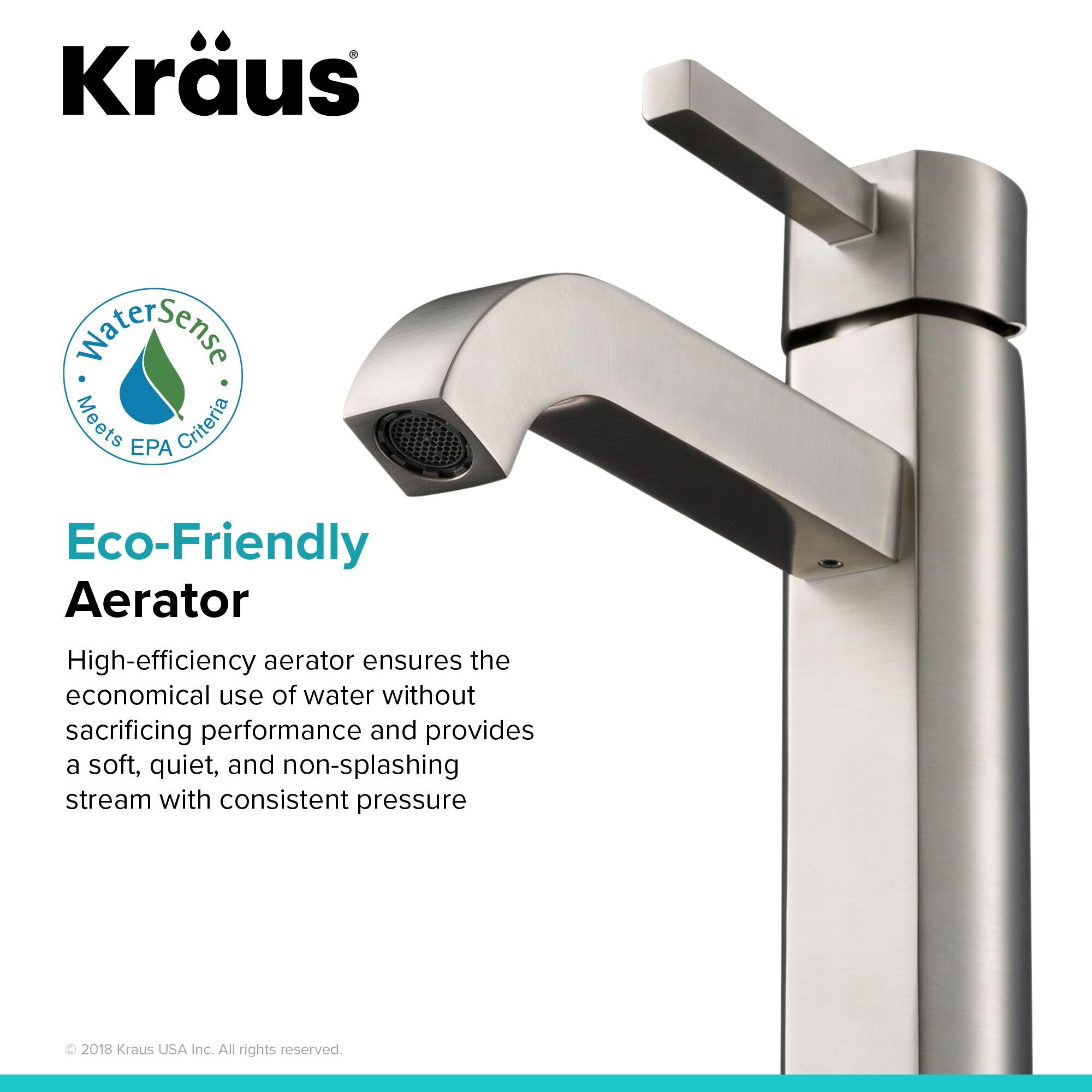Kraus FVS-1007-PU-10SN Kraus Ramus Vessel Mixer Single-Handle Bathroom Faucet with Matching Pop-Up Drain
