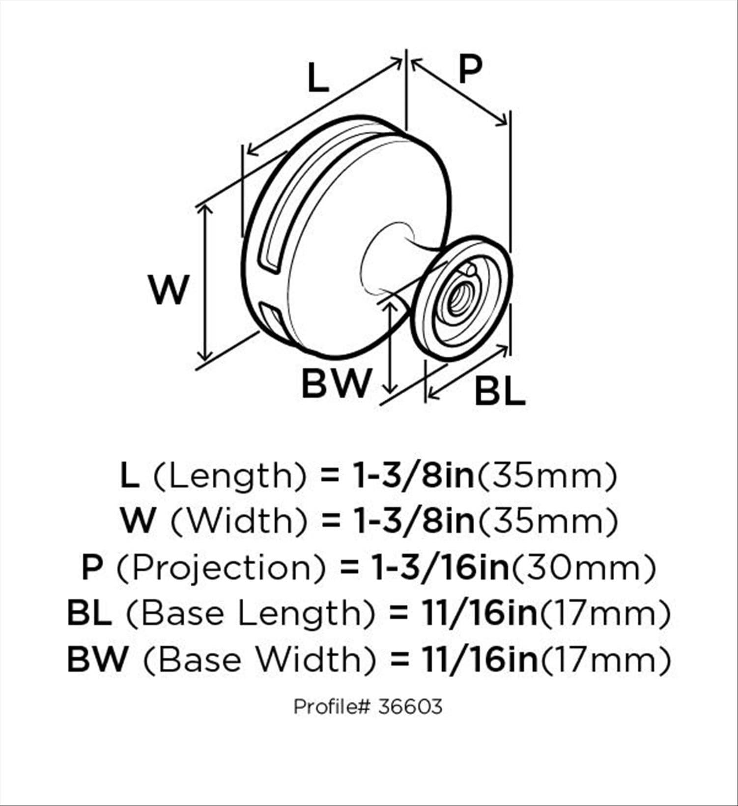 Amerock Oberon 1-3/8 inch (35mm) Diameter Polished Nickel Cabinet Knob