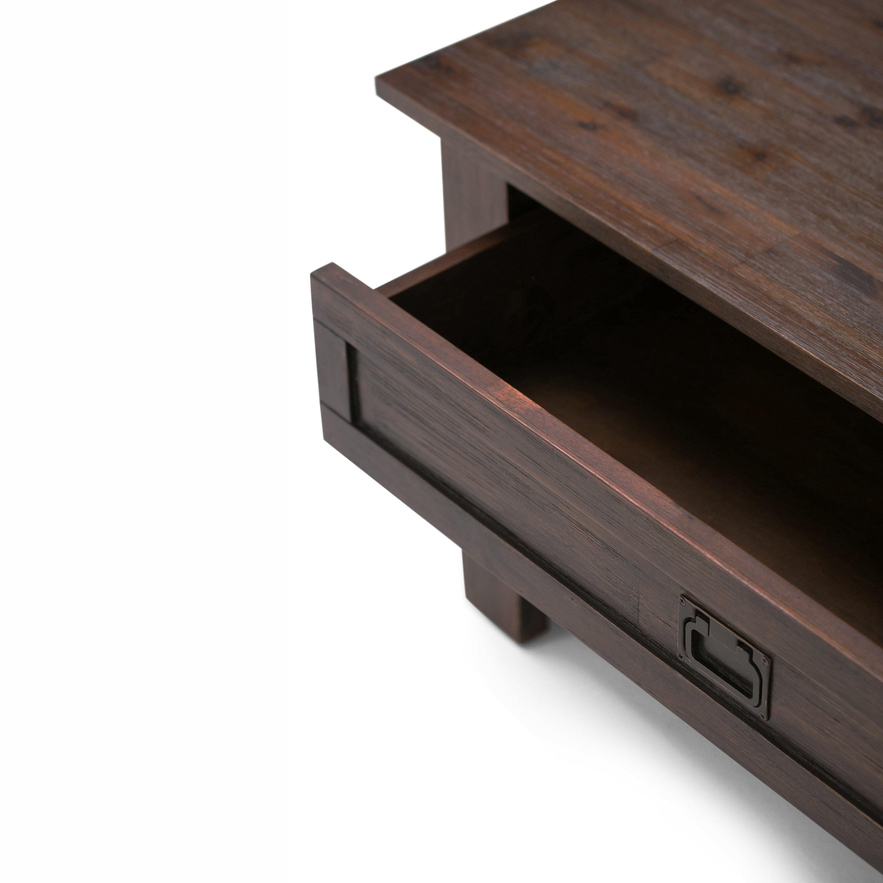 Simpli Home Monroe SOLID ACACIA WOOD 38 inch Wide Square Rustic Coffee Table in Distressed Charcoal Brown