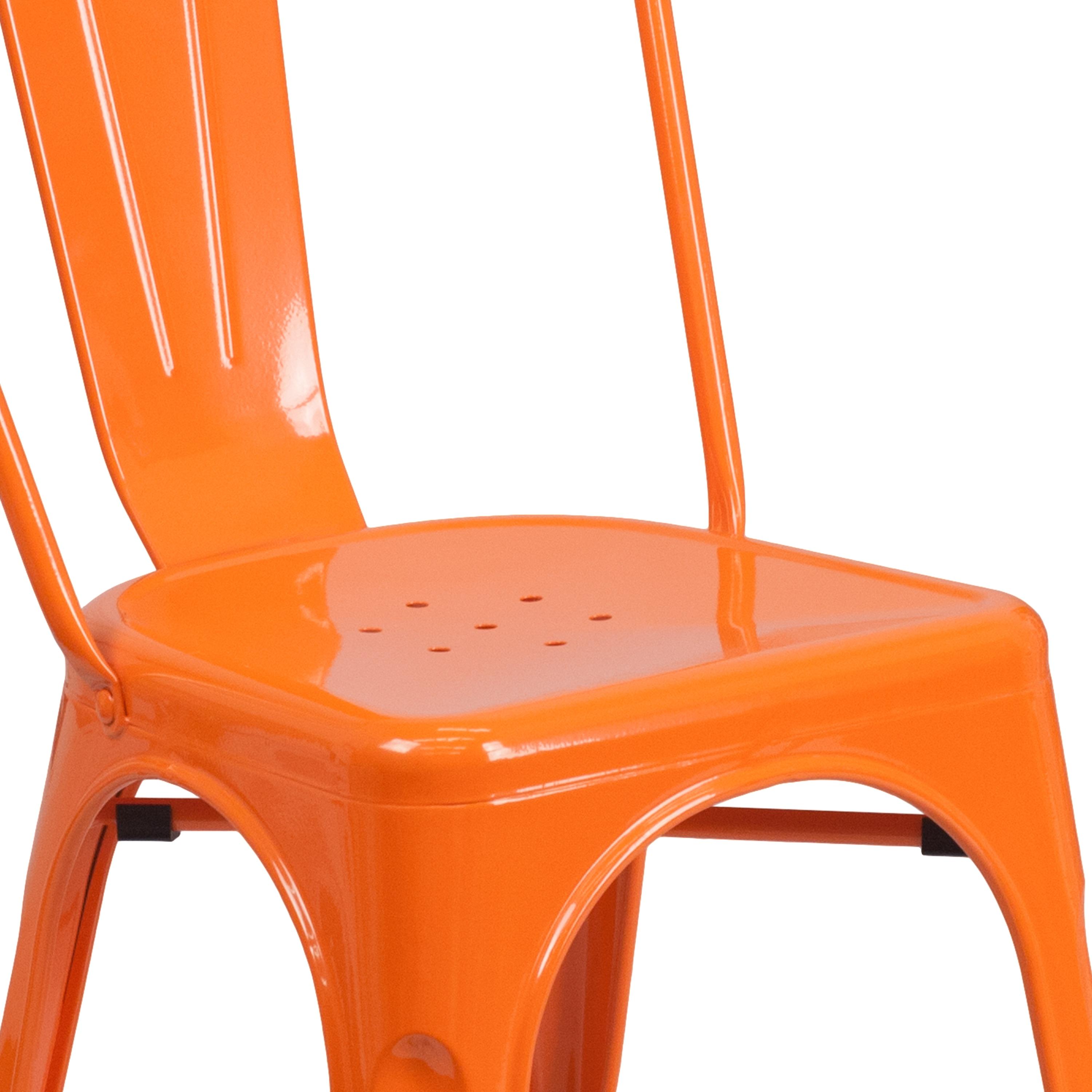 Flash Furniture Commercial Grade Orange Metal Indoor-Outdoor Stackable Chair