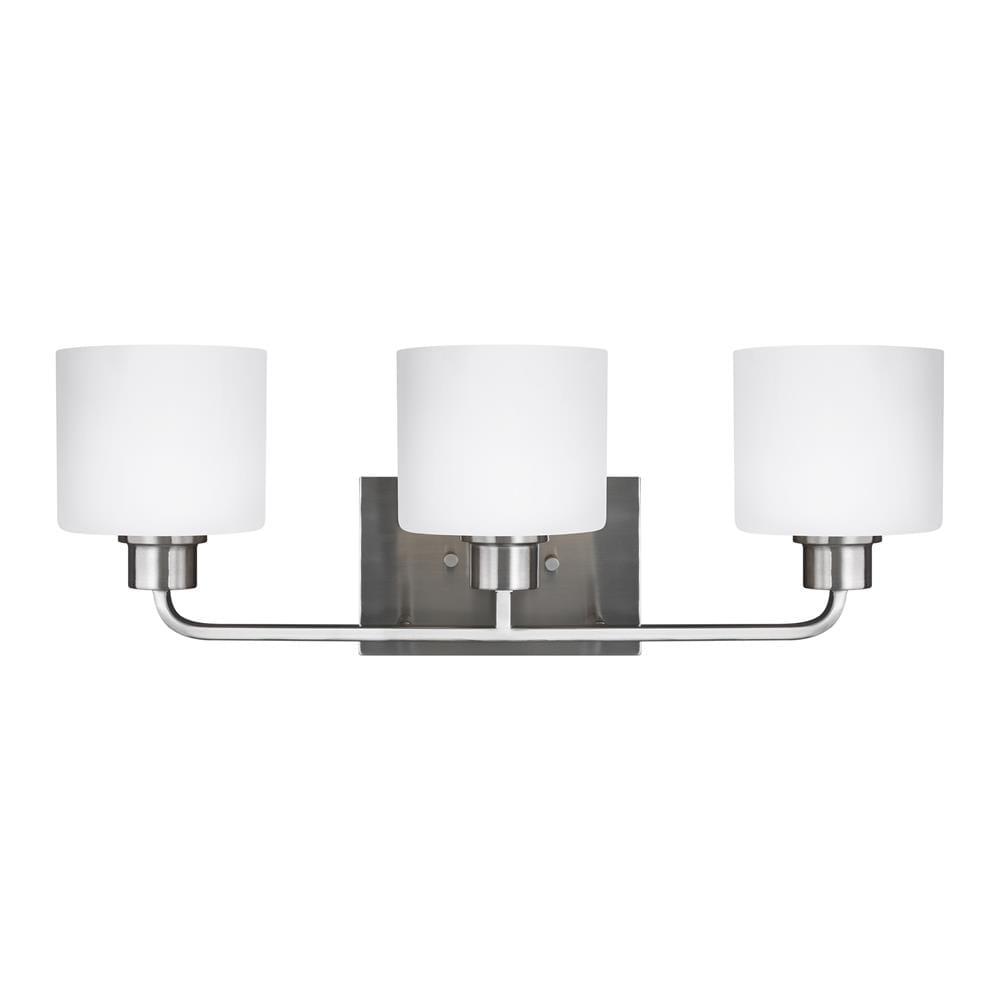 Canfield 3-Light Brushed Nickel Vanity Wall Light with Etched Glass