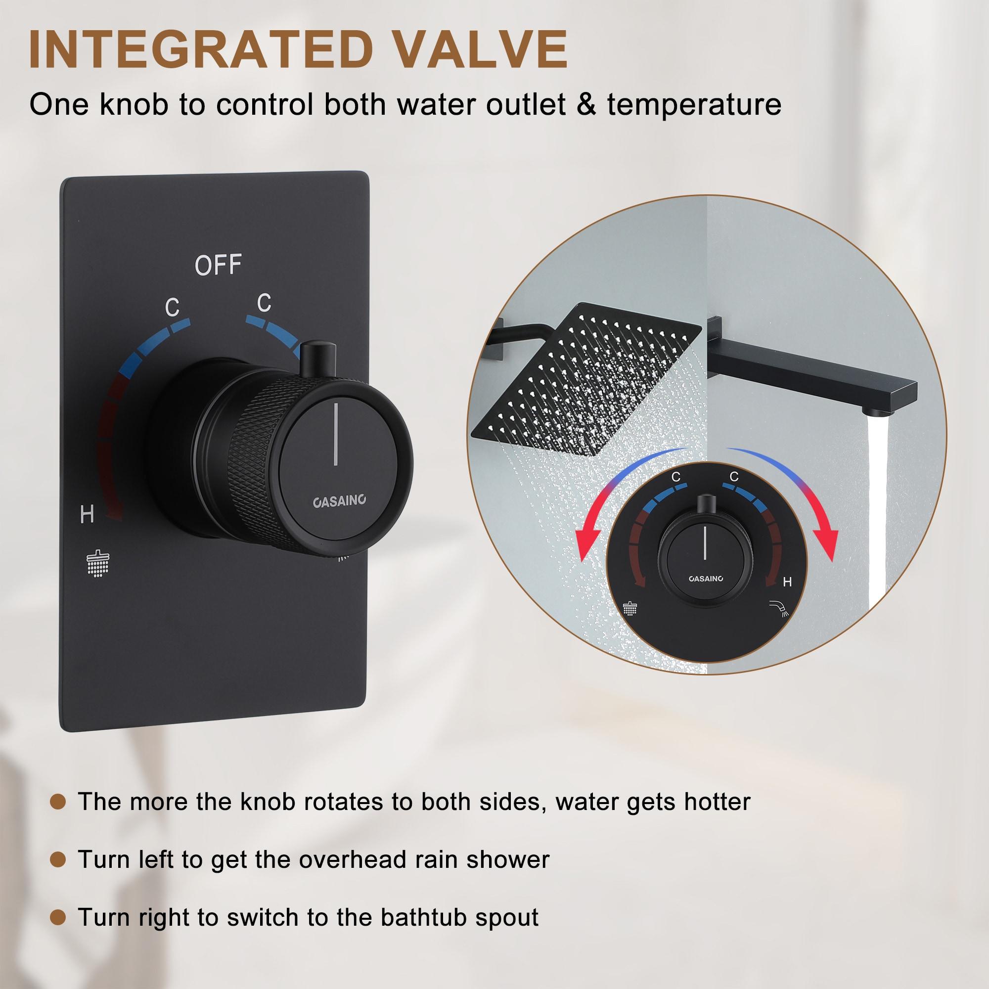 10 Inch Rainfall Shower System with Tilt Shower Head and Tub Spout with Rough in-Valve