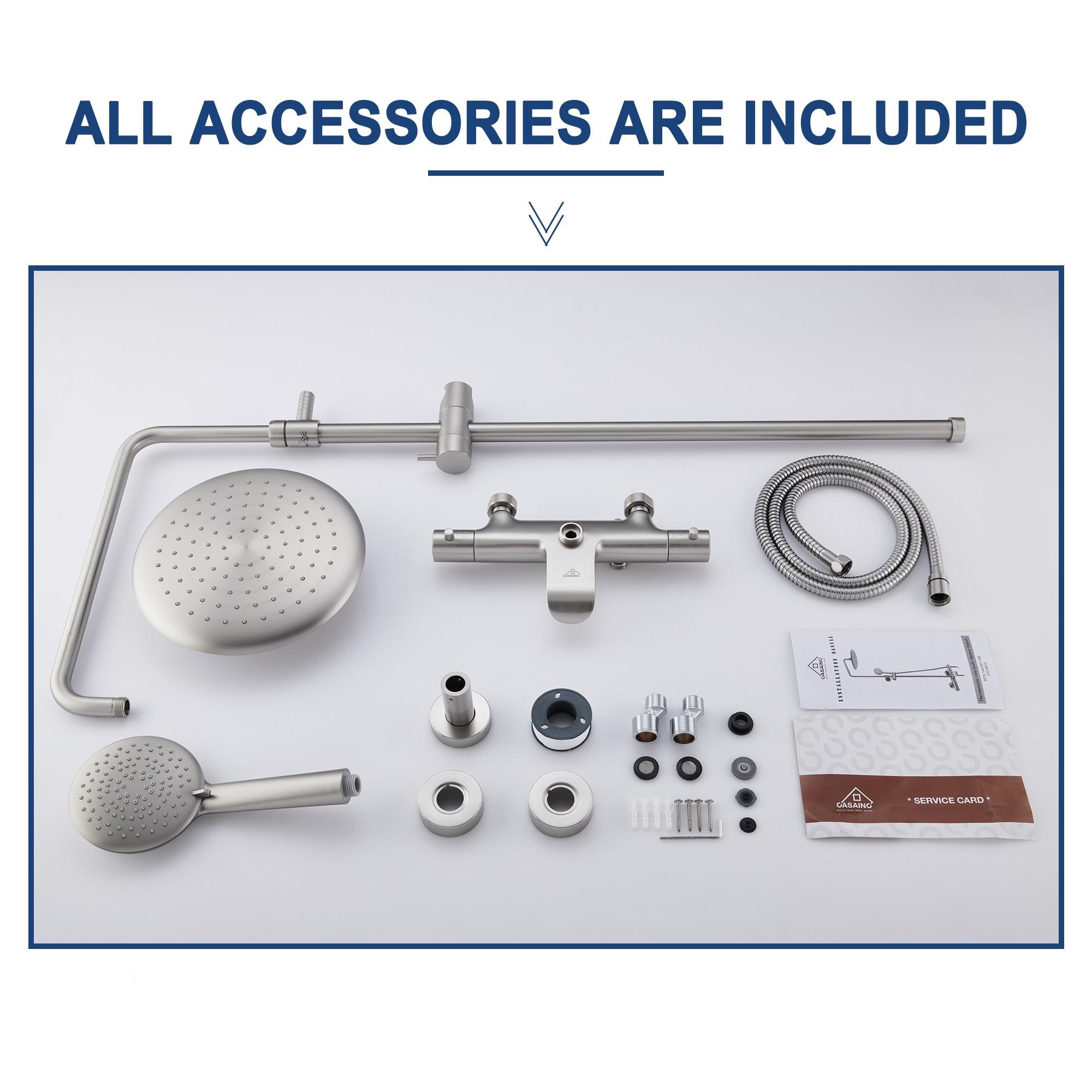 CASAINC CS6221-12BG Revitalize 3-Function 12 Inch Ceiling Mount Rainfall Thermostatic Shower System with 6 Body Jets