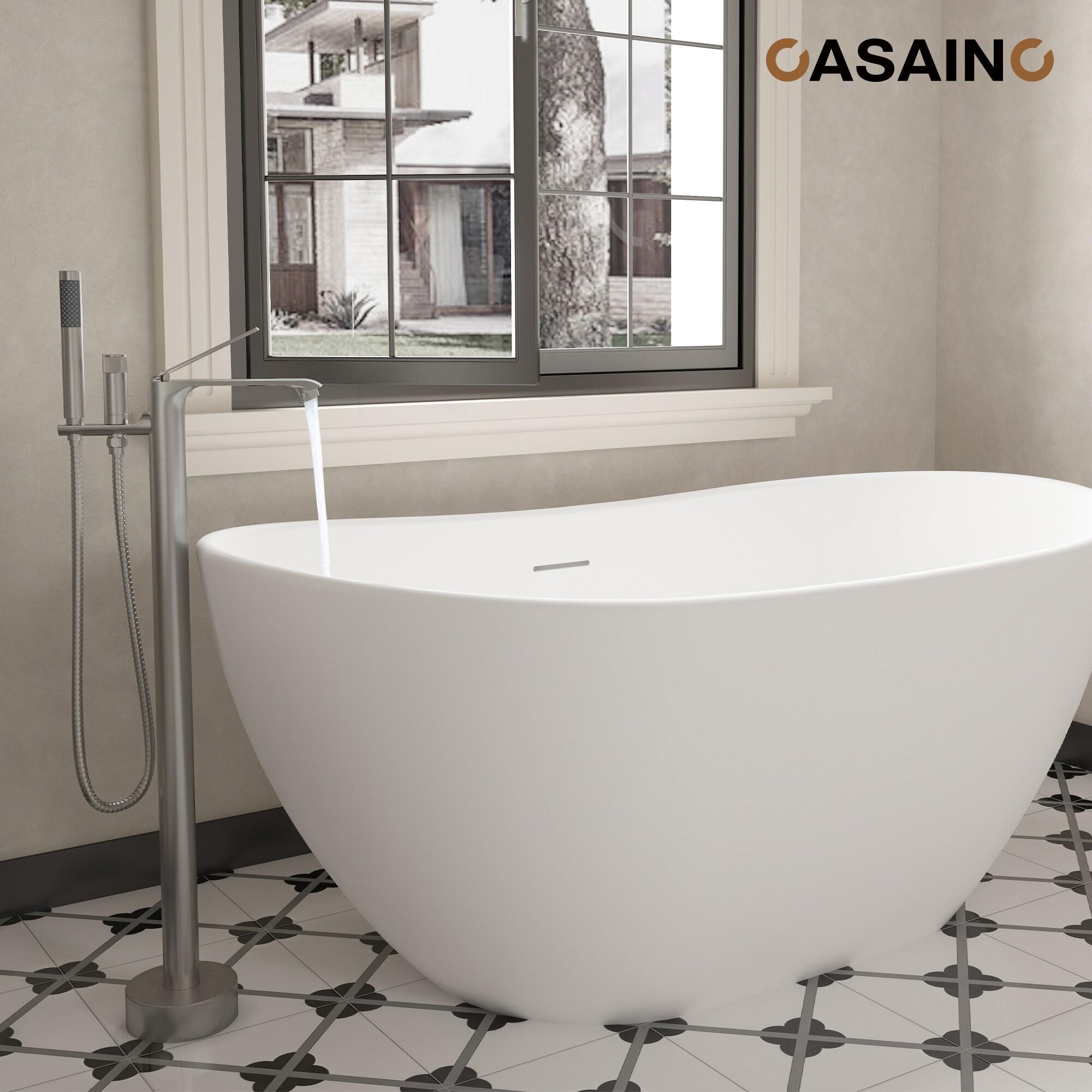 CASAINC KCLT0054-BN Single Handle Freestanding Bathtub Faucet with Diverter and Handshower