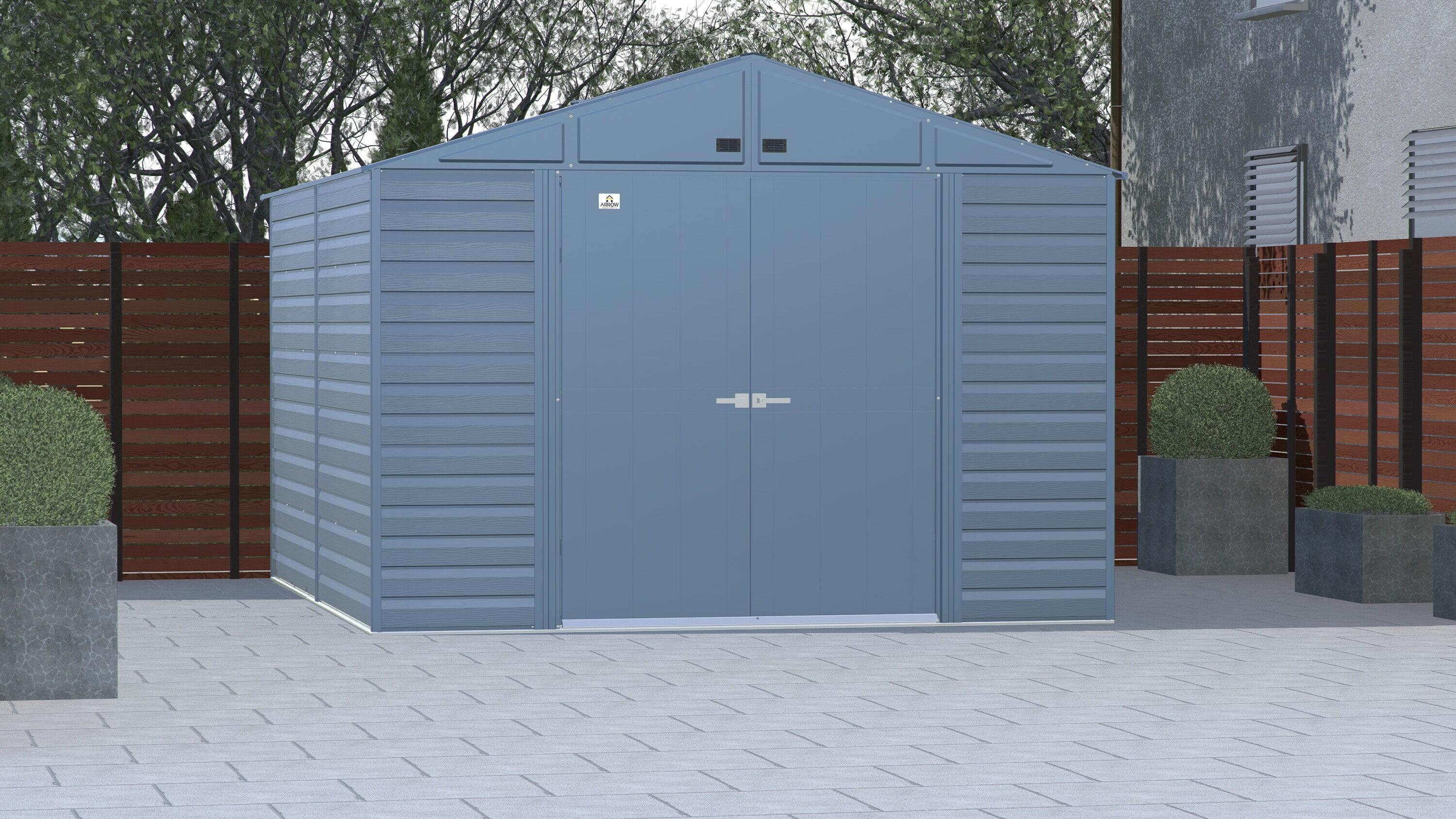 Arrow Select Steel Storage Shed Steel Storage Shed, 10x12, Blue Grey