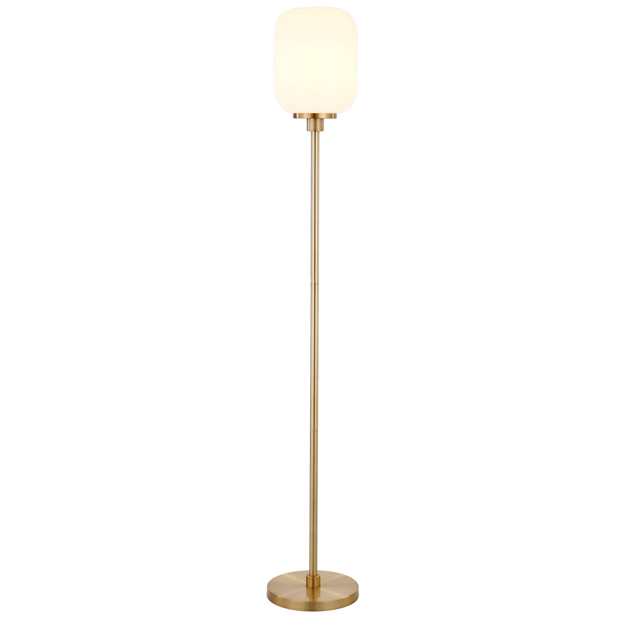 Evelyn&Zoe Agnolo Modern Farmhouse Metal Torchiere Floor Lamp, Brass