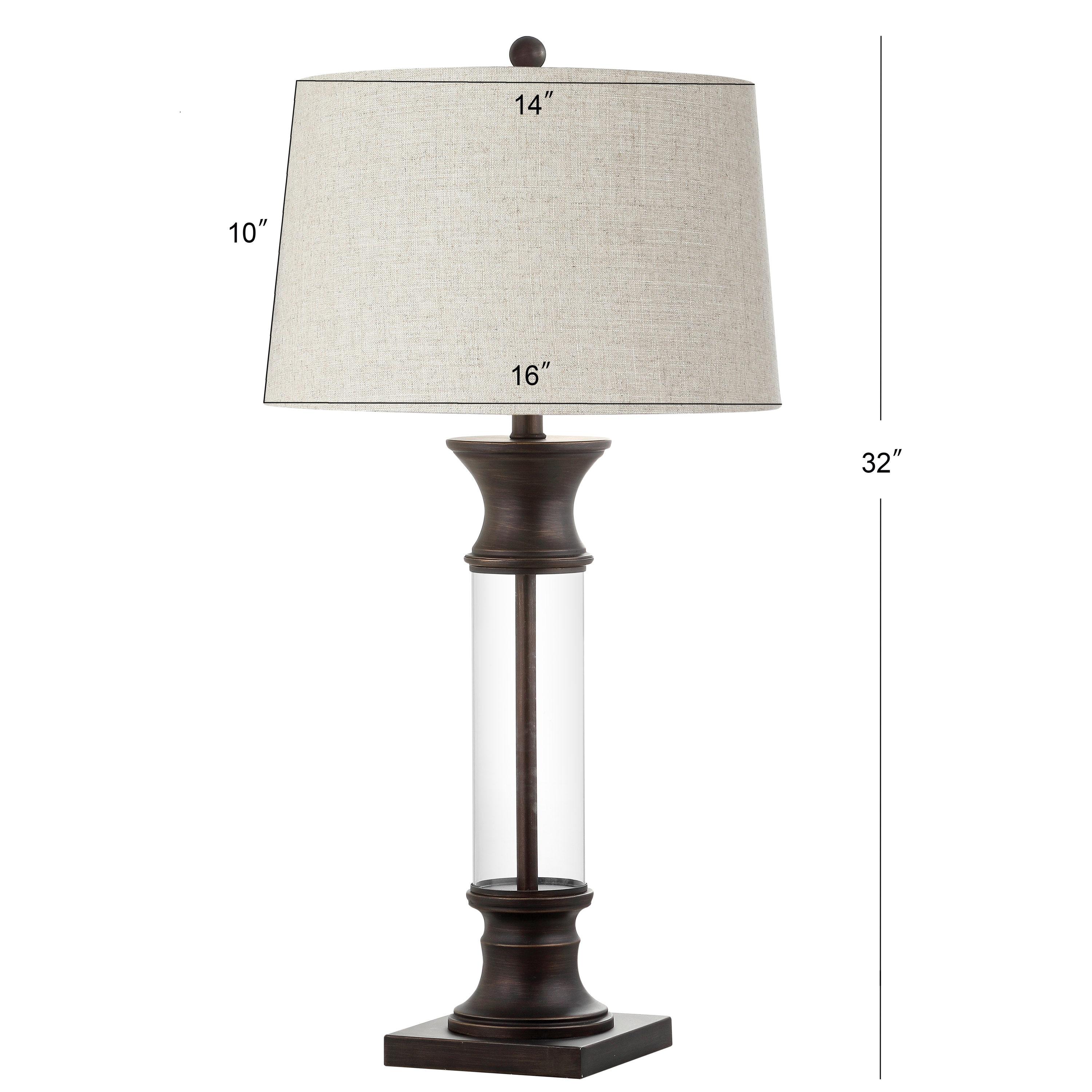 JONATHAN Y Hunter 32" Metal/Glass LED Table Lamp, Bronze (Set of 2)