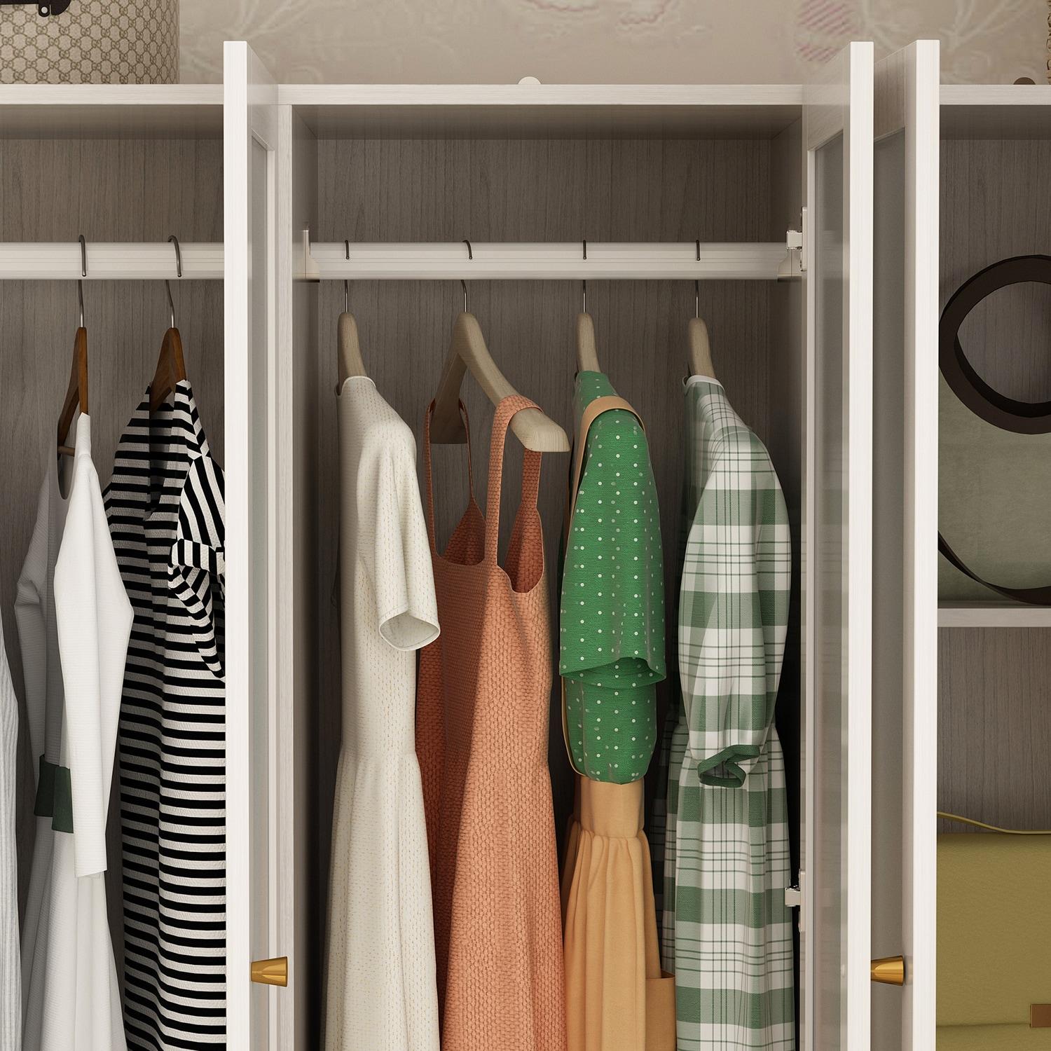 FUFU&GAGA Modern Simple Wardrobe Frosted Glass Door Combination Clothes Storage Cabinet Armoire