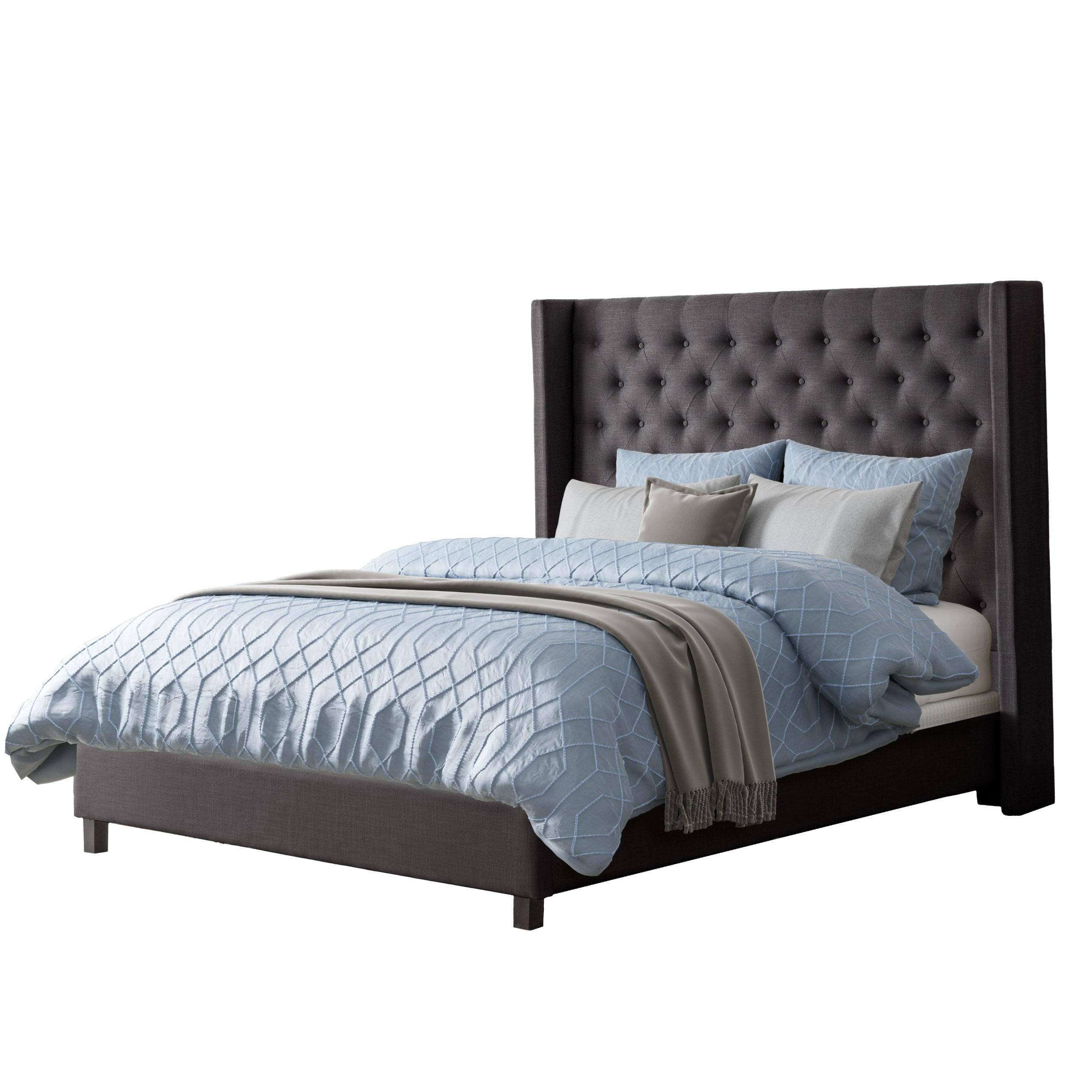 King Fairfield Fabric Tufted Bed with Wings - CorLiving