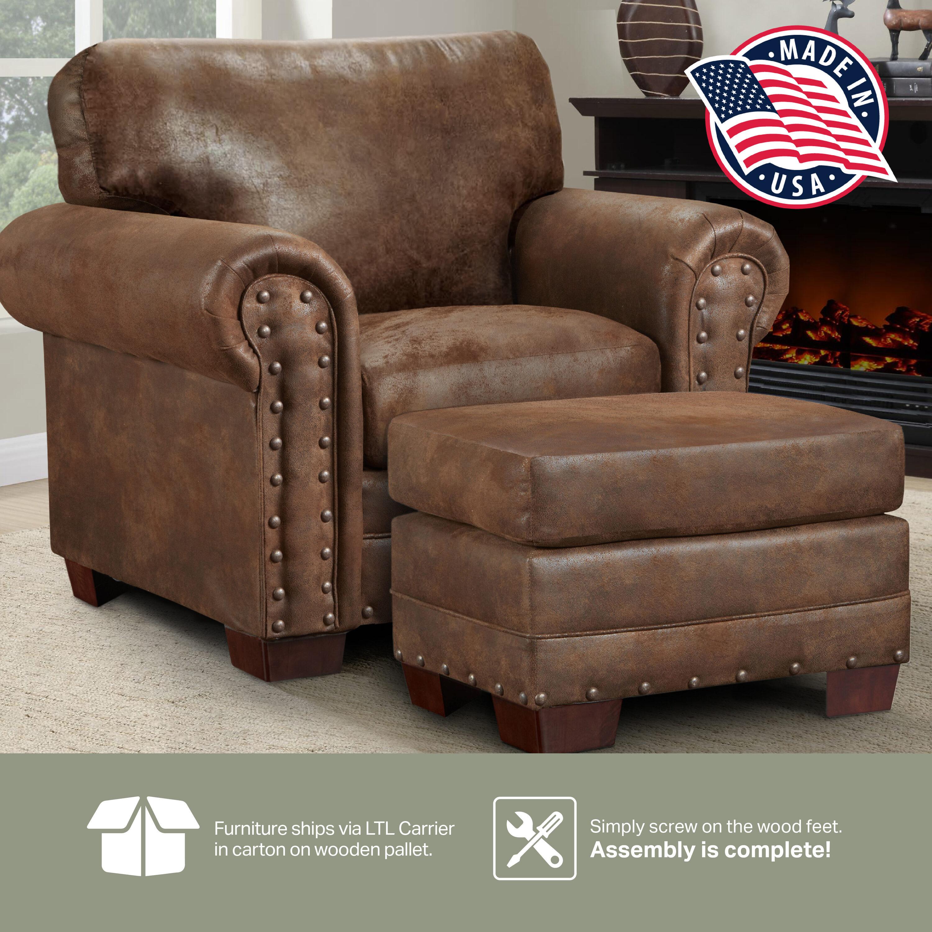 American Furniture Classics Model 8501-00-20 Buckskin Arm Chair with Matching Ottoman