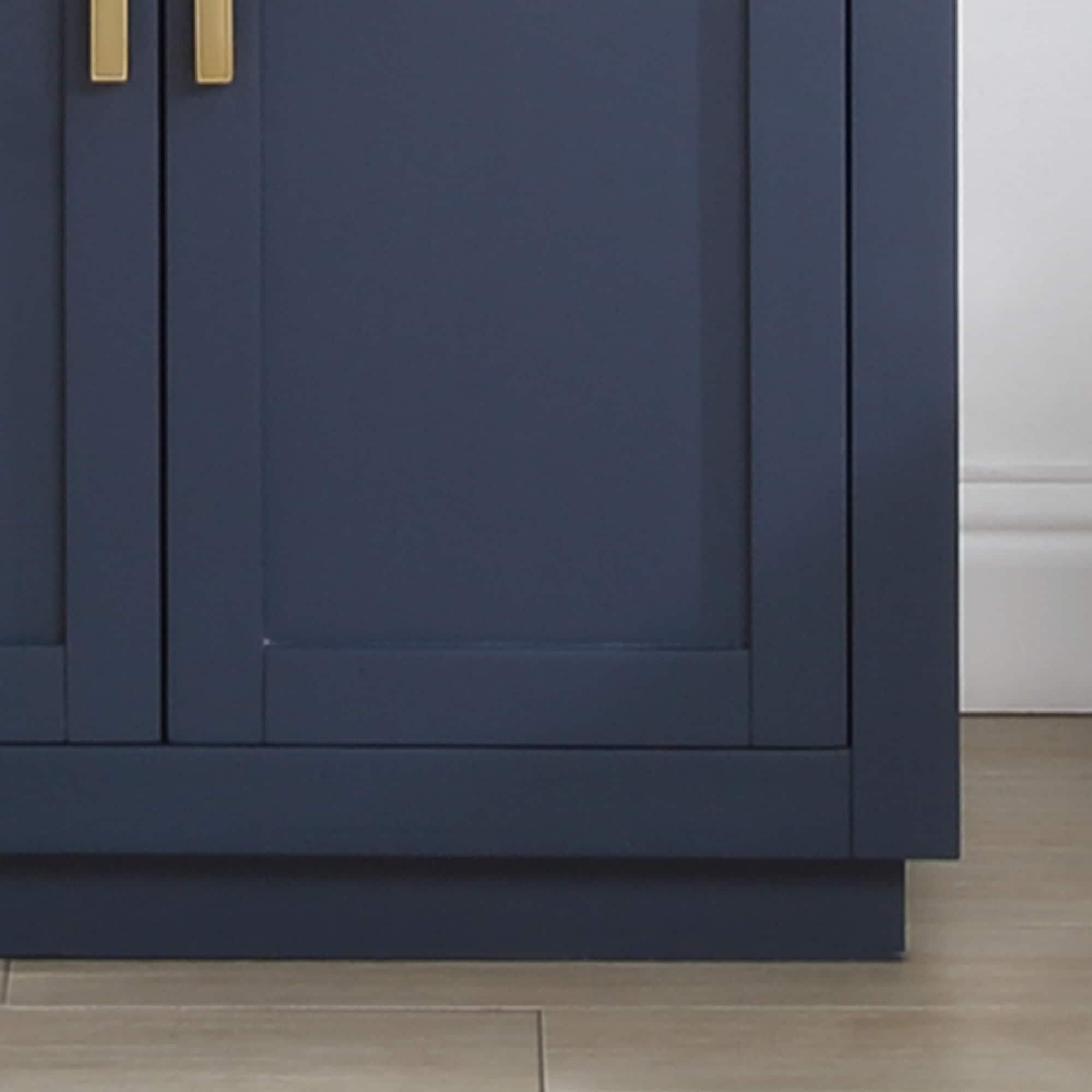 Gavino Tocador de Madera de 30" en Azul Real con Tapa de Piedra Compuesta sin Espejo