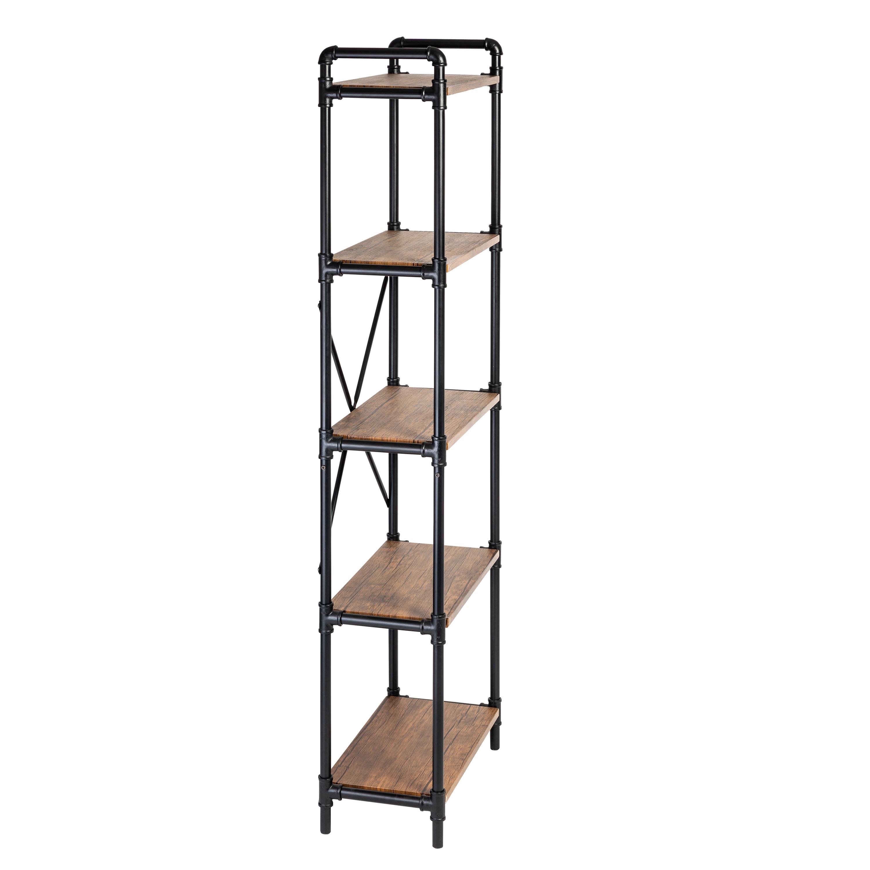 Honey-Can-Do Steel and MDF 5-Tier Industrial Bookcase, Rustic/Black