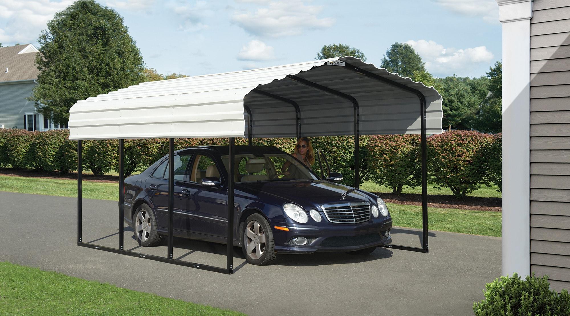 Arrow Steel Carport 10 x 15 x 7 ft. Galvanized Black/Eggshell