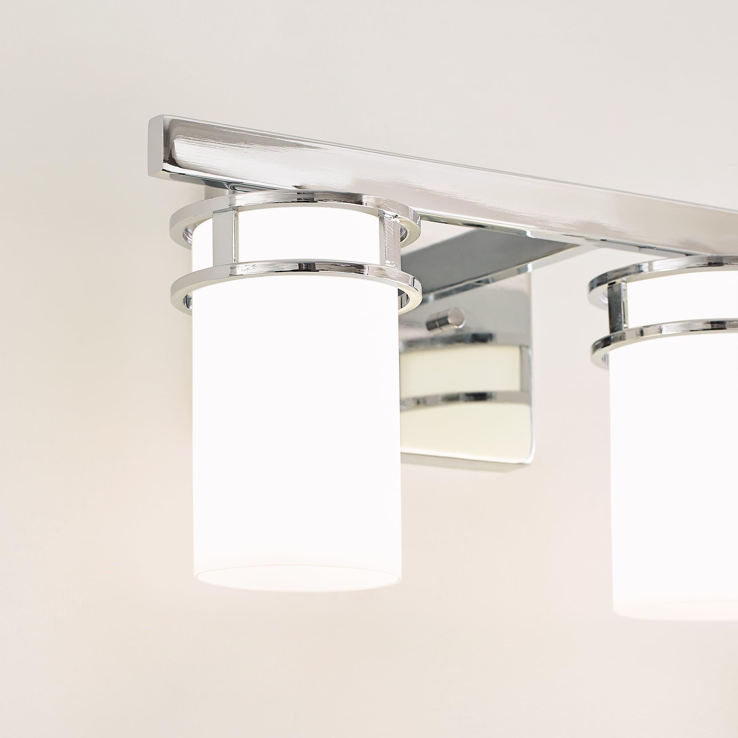 Robie 14 in. 2-Light Chrome Transitional Rustic Wall Bathroom Vanity Light with Etched White Glass Shades