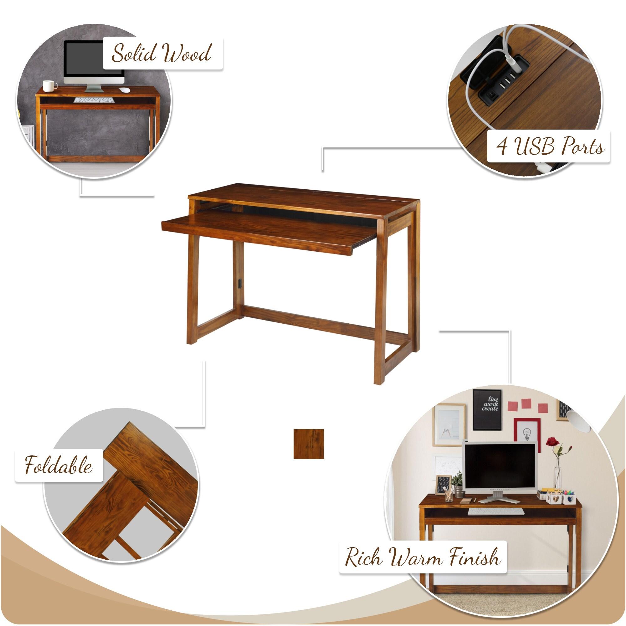 Yu Shan Co USA Ltd Modern Folding Desk with 4 USB Ports
