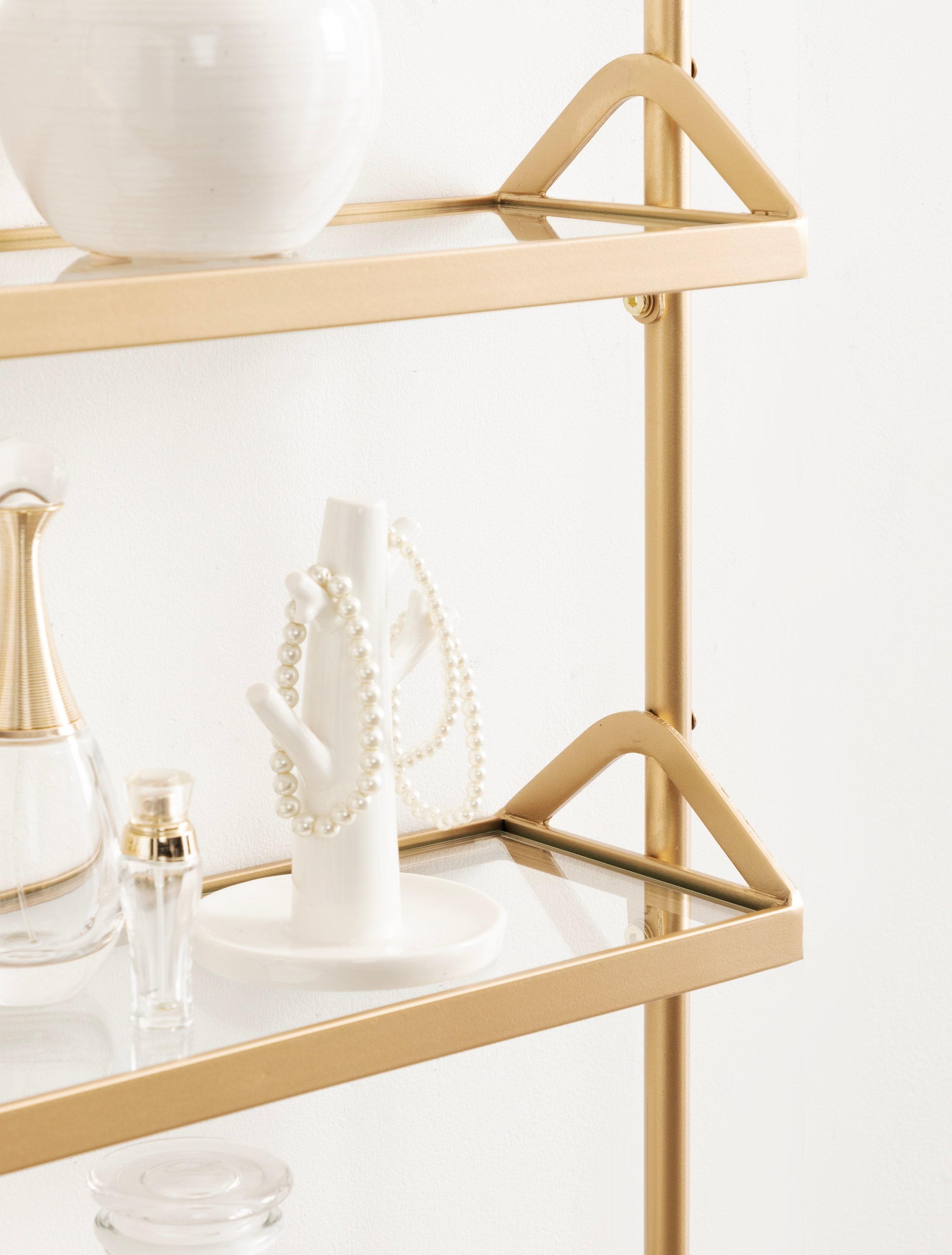 Kate & Laurel All Things Decor 18"x30" Marit Three-Tier Wall Shelf Gold