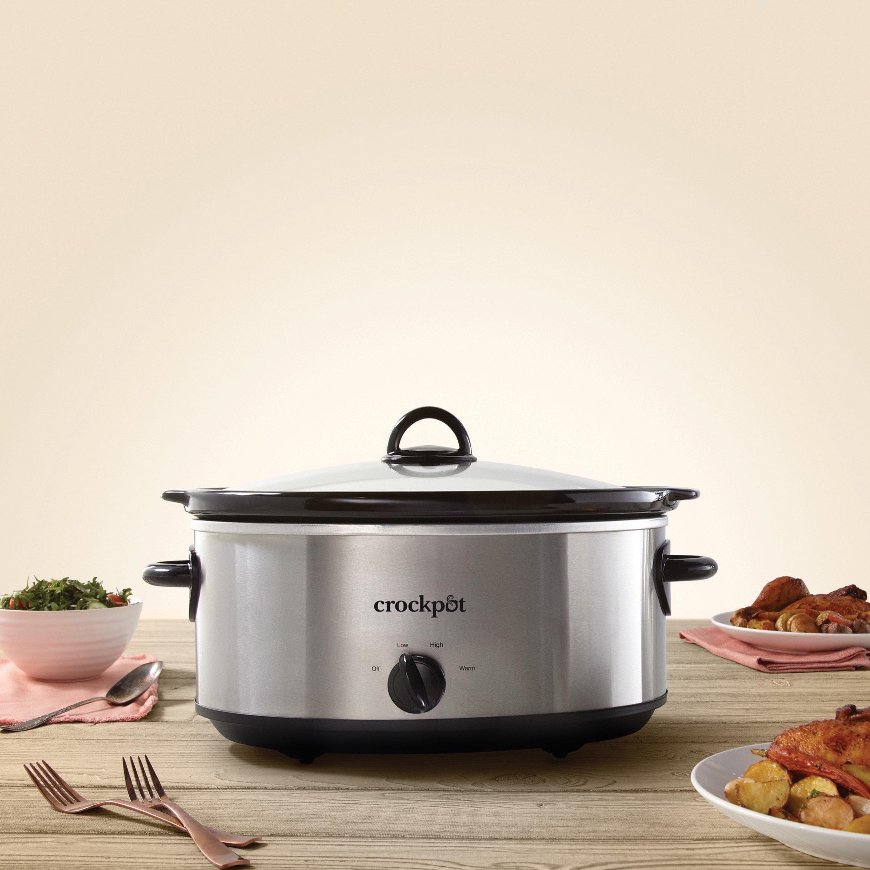 Crock-Pot 7qt Manual Slow Cooker - Stainless Steel: Original Slow Cooker, Removable Stoneware, Stay-Cool Handles, 270W