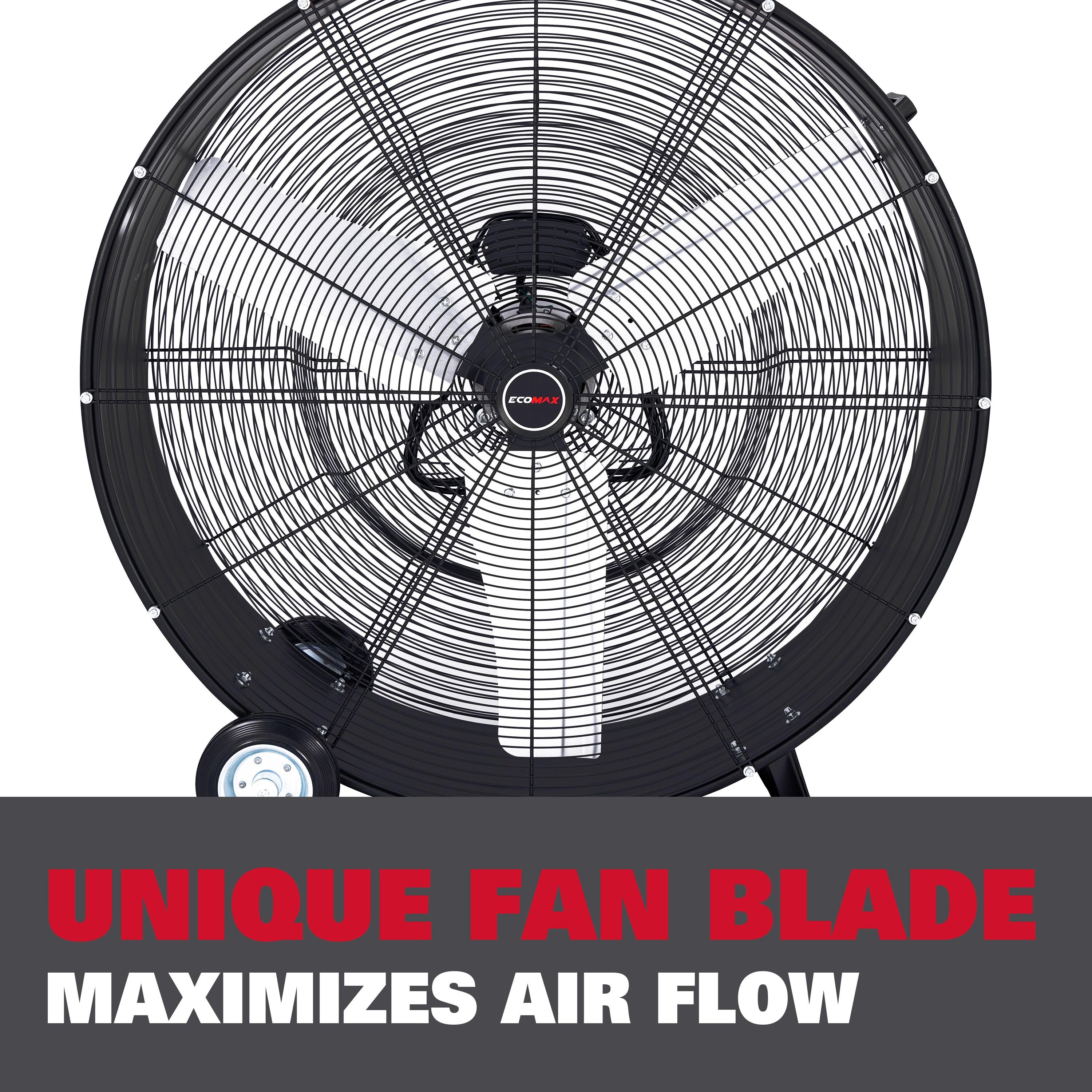 EcoMax 36-inch Black High Velocity Industrial Metal Drum Fan