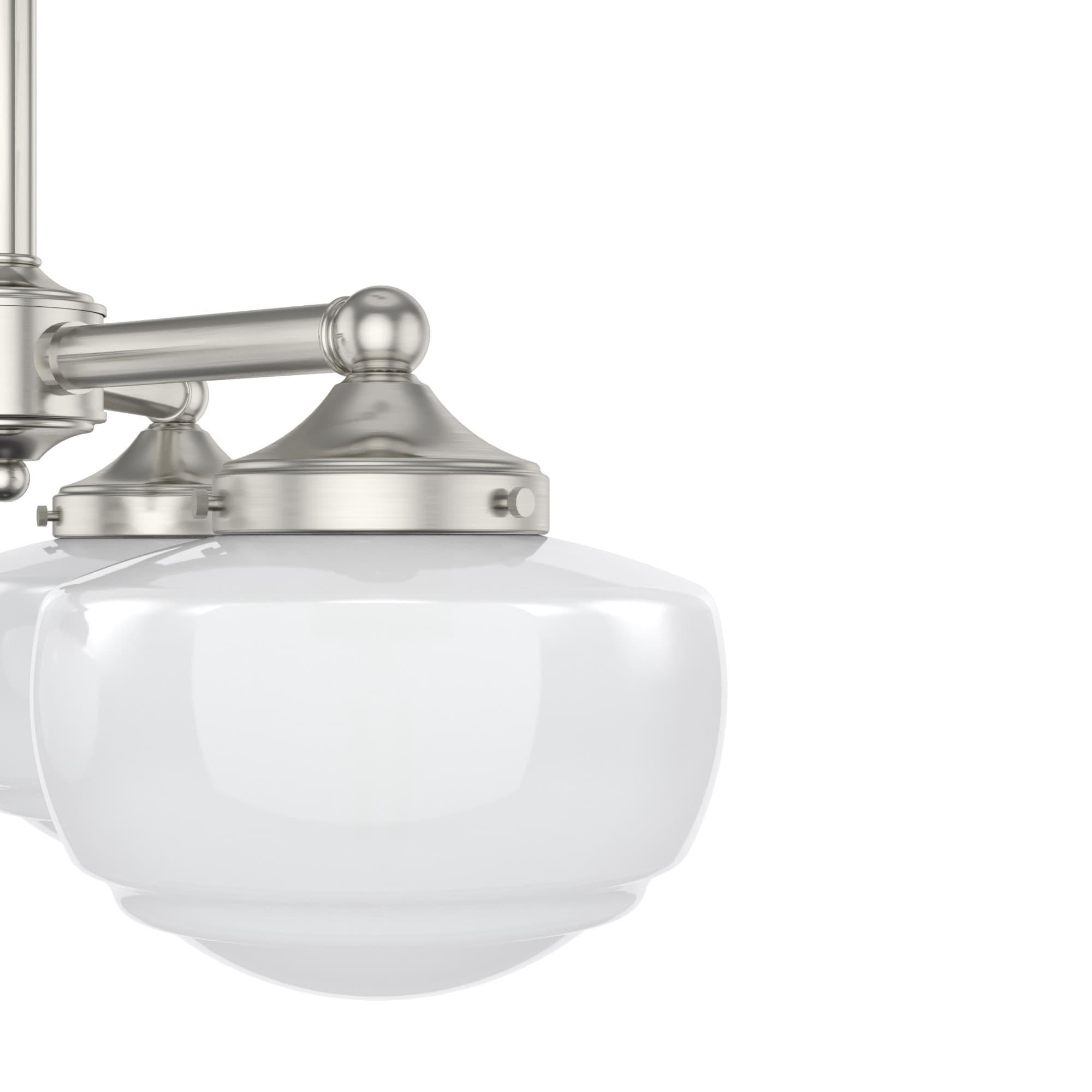 Hunter - Saddle Creek 3-light Brushed Nickel, Medium Size Chandelier, Dimmable, Schoolhouse Style, Candle Shaped, for Bedrooms, Kitchens, Dining, Living Rooms - 19355