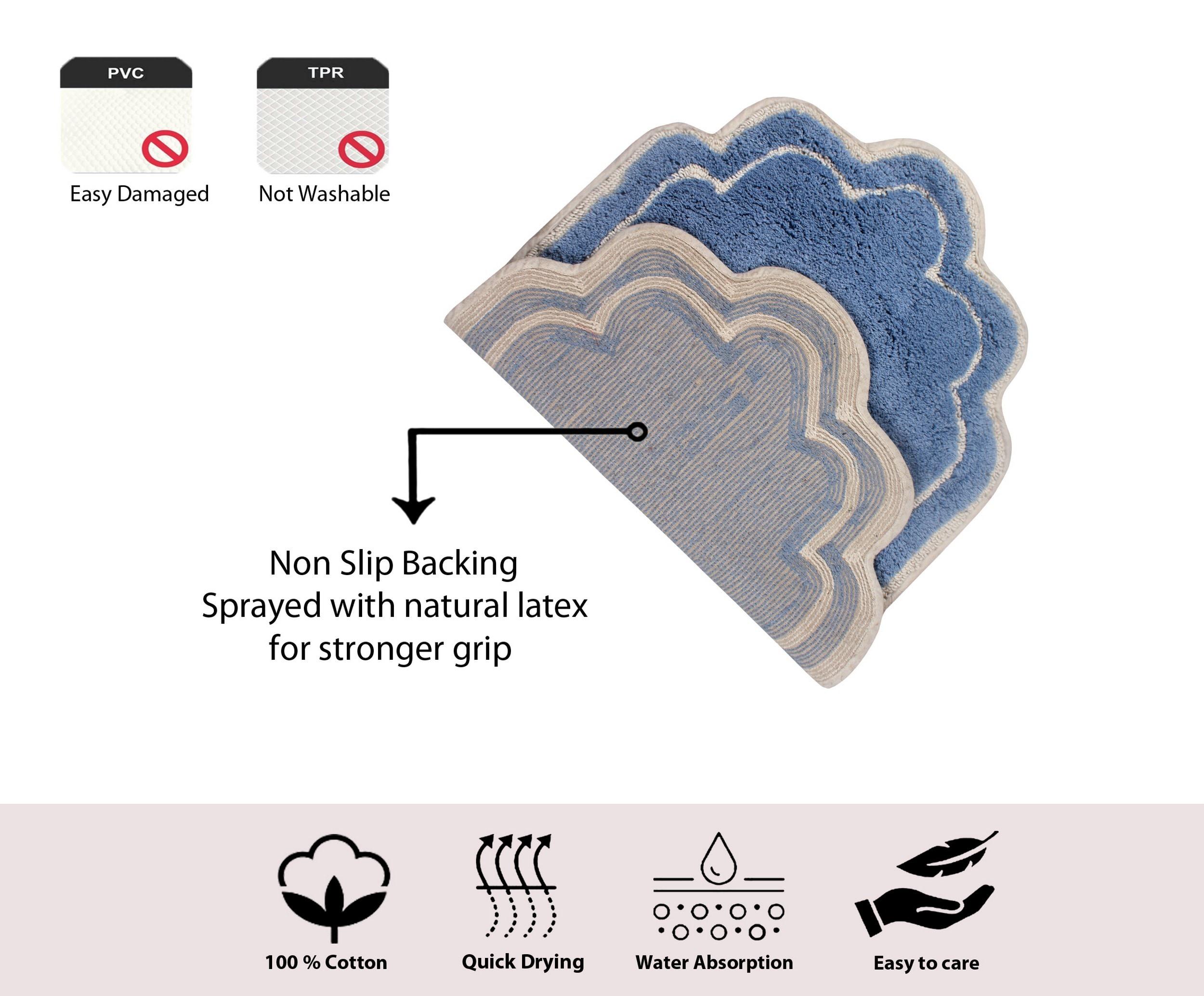Home Weavers Inc Home Weavers Allure Collection Absorbent Cotton, Machine Washable and Dry Bath Rugs Blue 21"x34"
