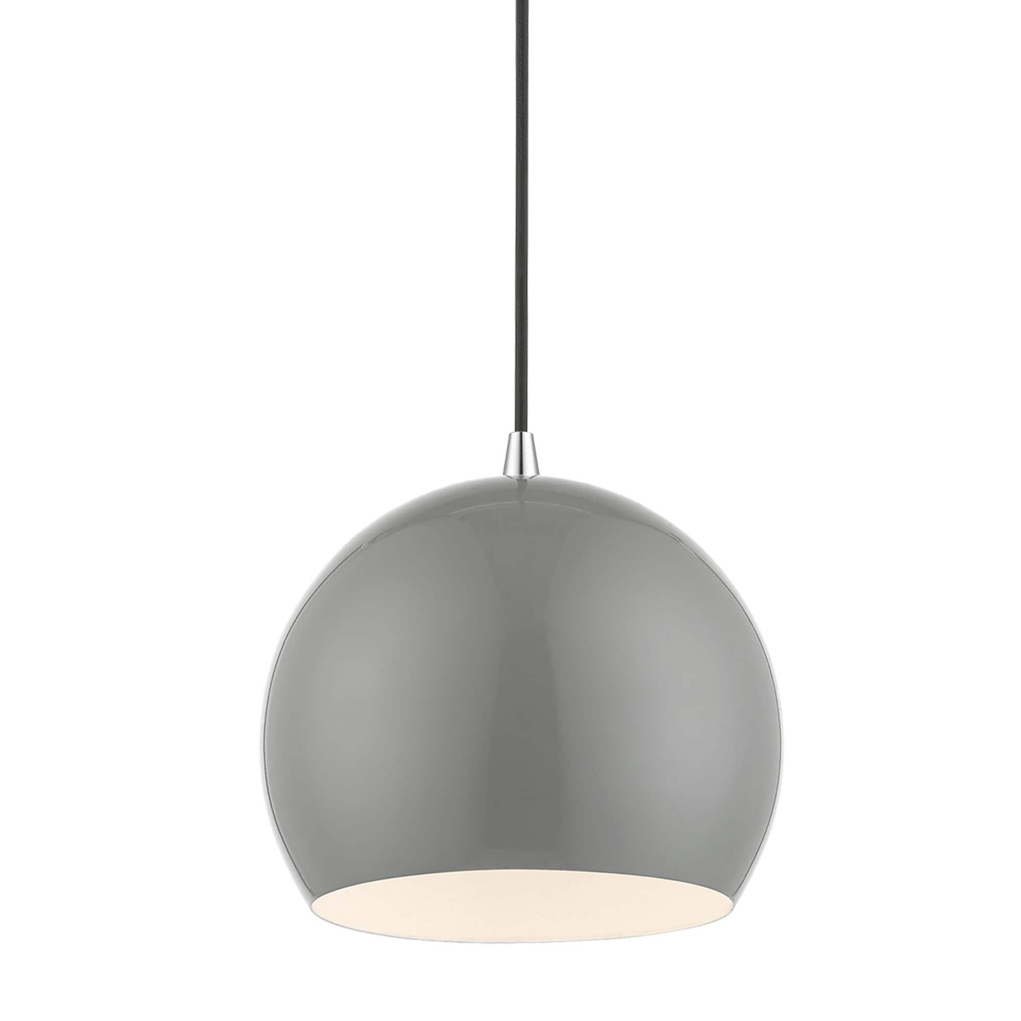 Livex Lighting Piedmont 1 - Light Pendant in  Shiny Light Gray/Polished Chrome