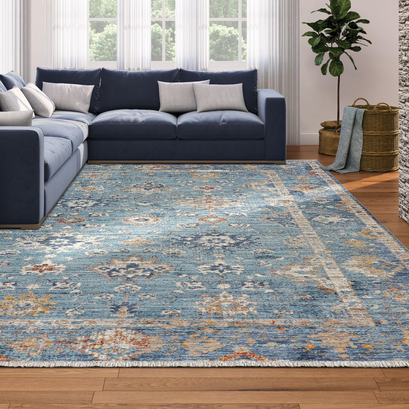 Couristan Nostalgia Antique Oushak Area Rug, Denim, 5'3" x 7'6"